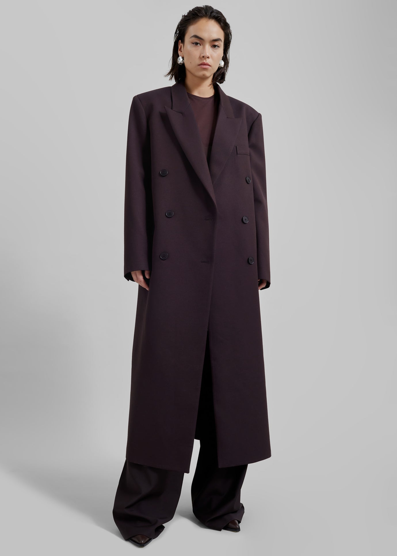 Jane Long Coat - Dark Plum - 1