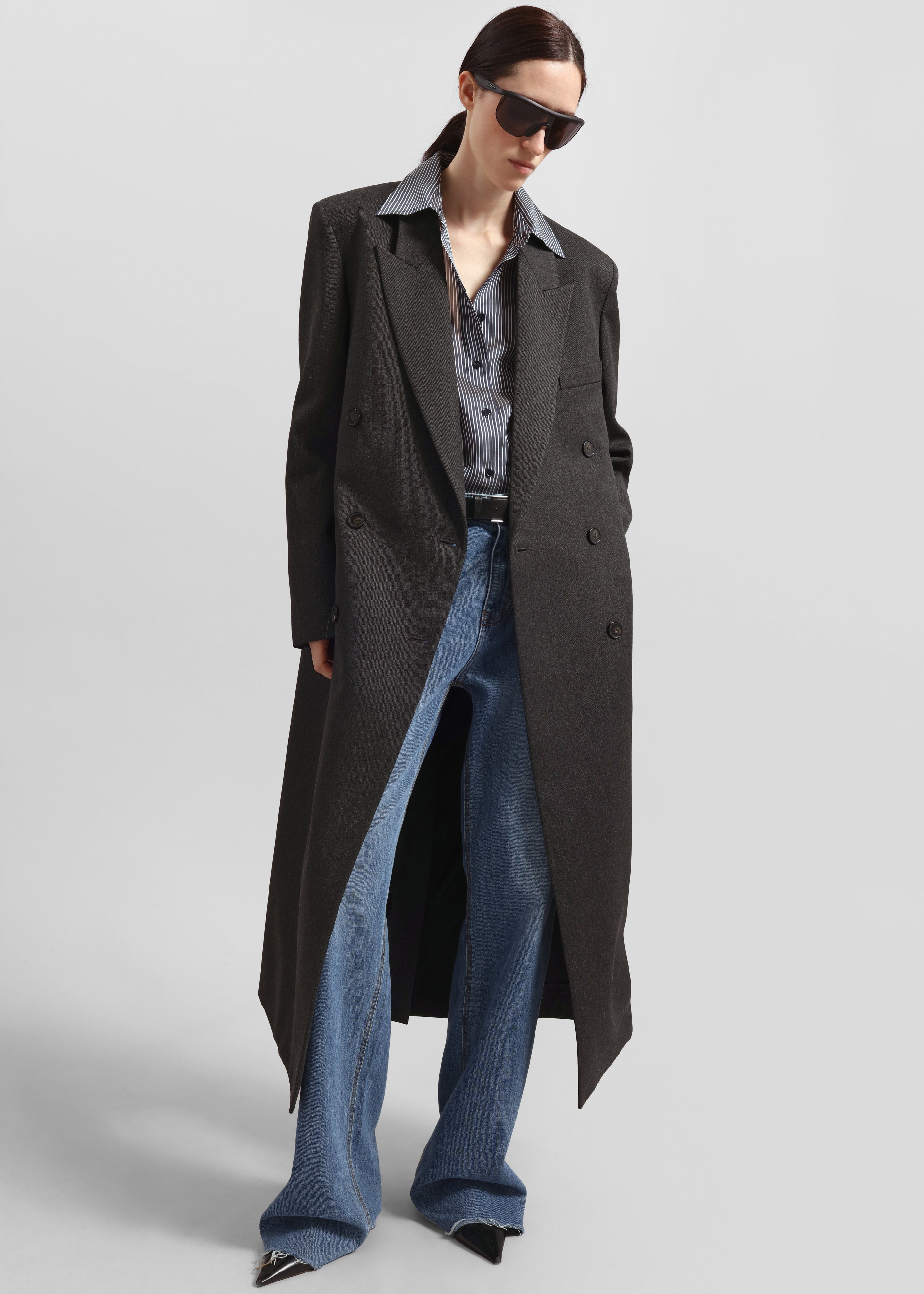 Jane Long Coat - Grey Melange – The Frankie Shop