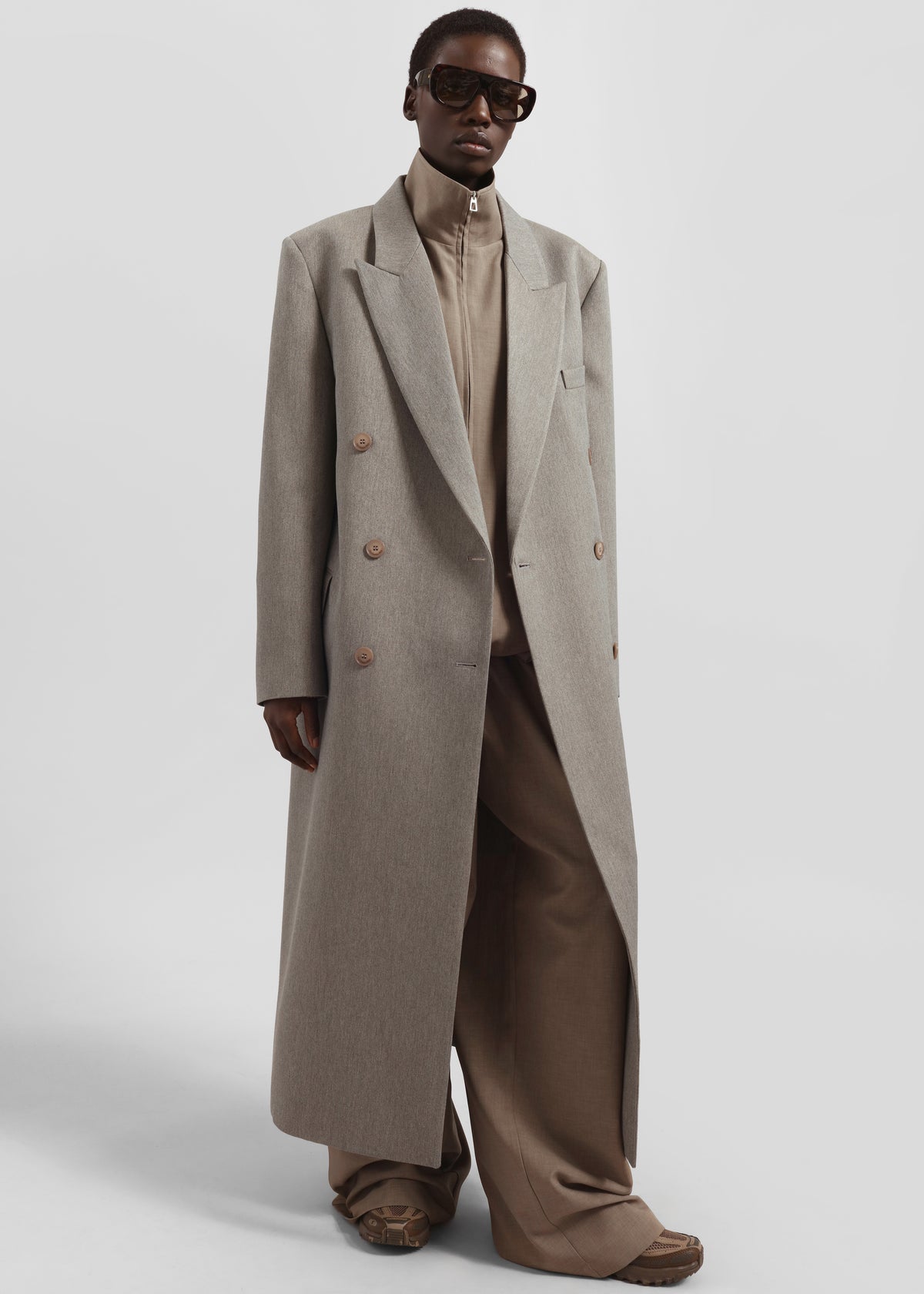 Jane Long Coat Taupe Melange – The Frankie Shop