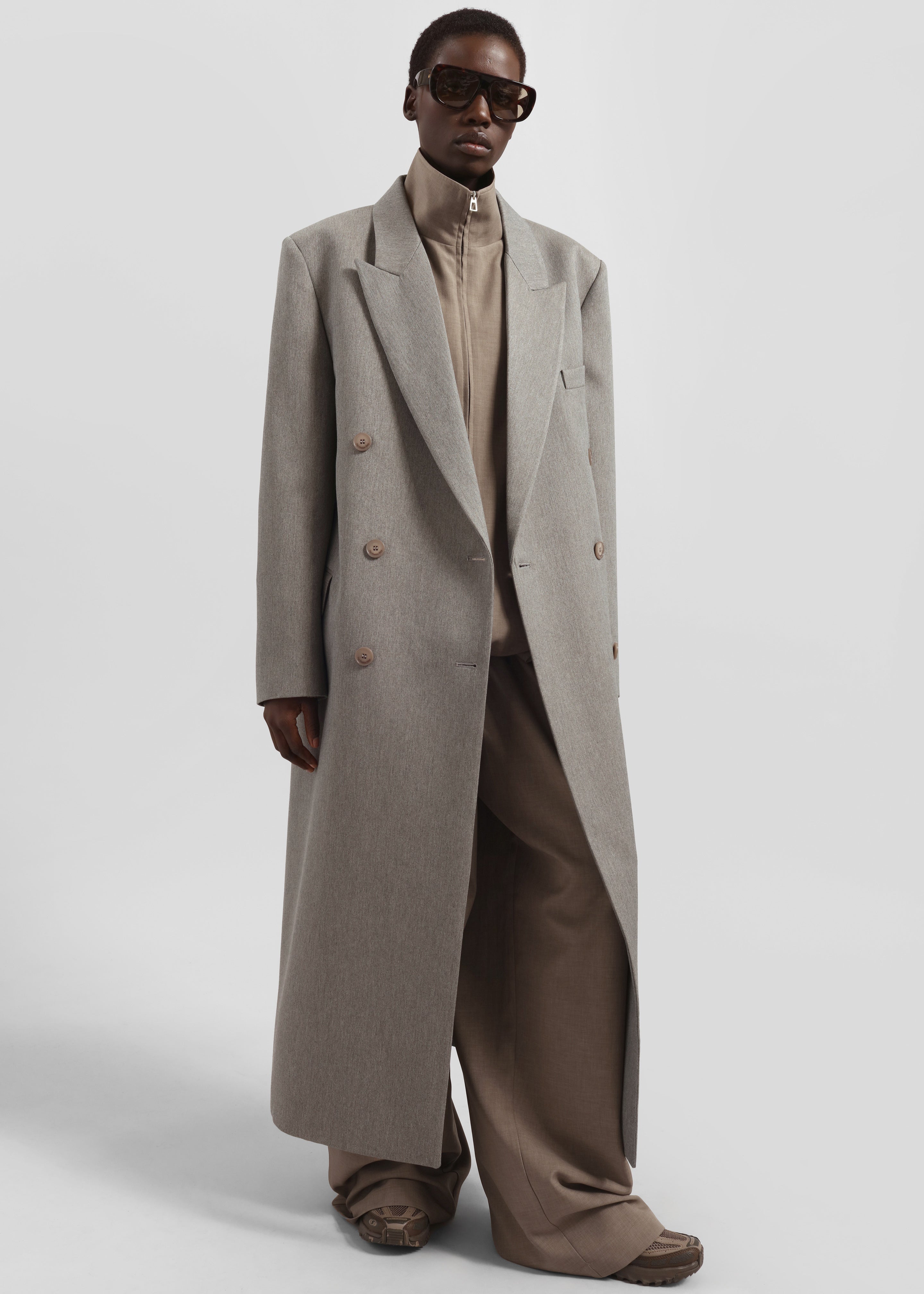 The Frankie Shop ザフランキーショップ / ロングコート Jane Long Coat - Taupe Melange – The Frankie Shop