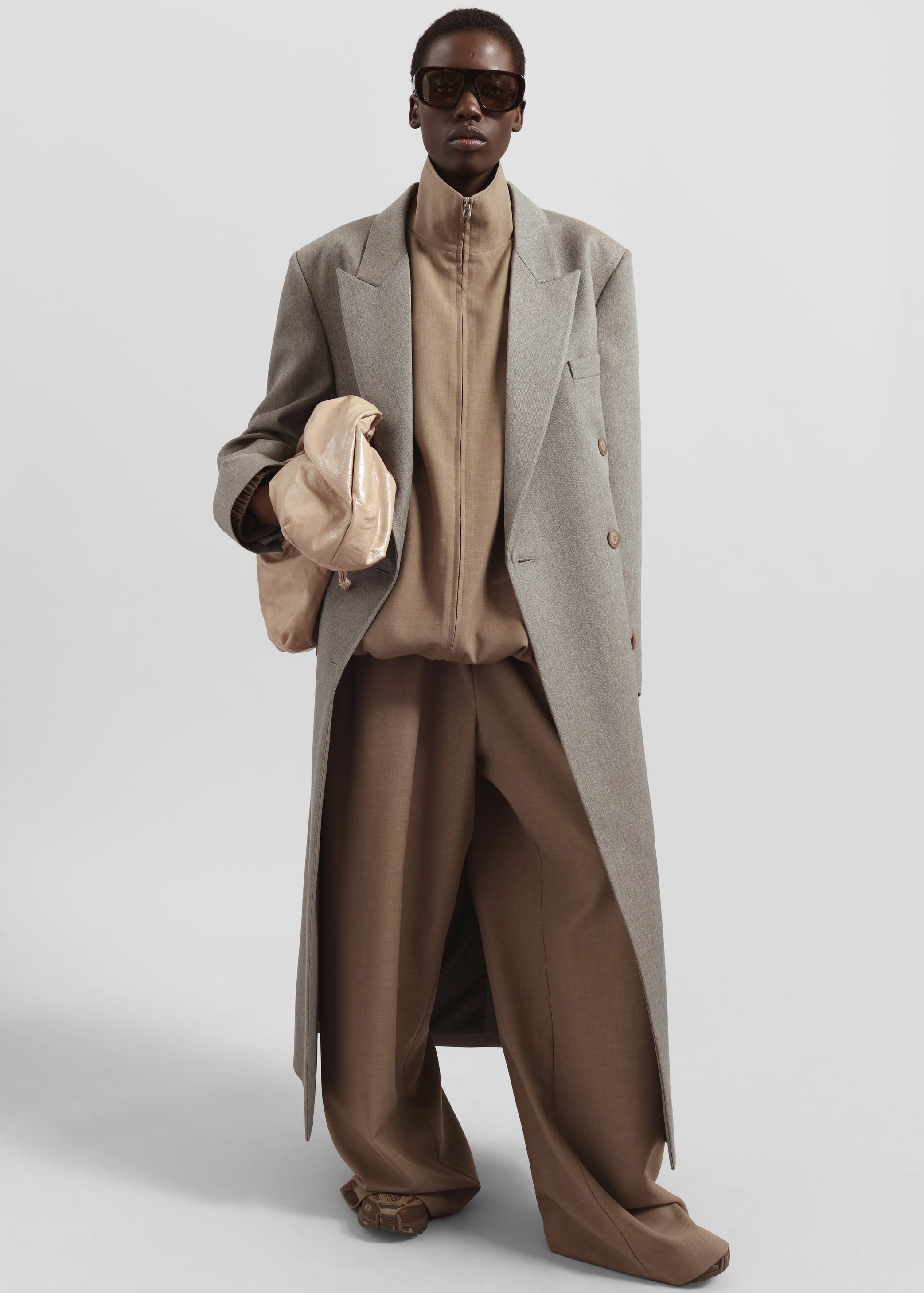 Shop the look image for Jane Long Coat - Taupe Melange