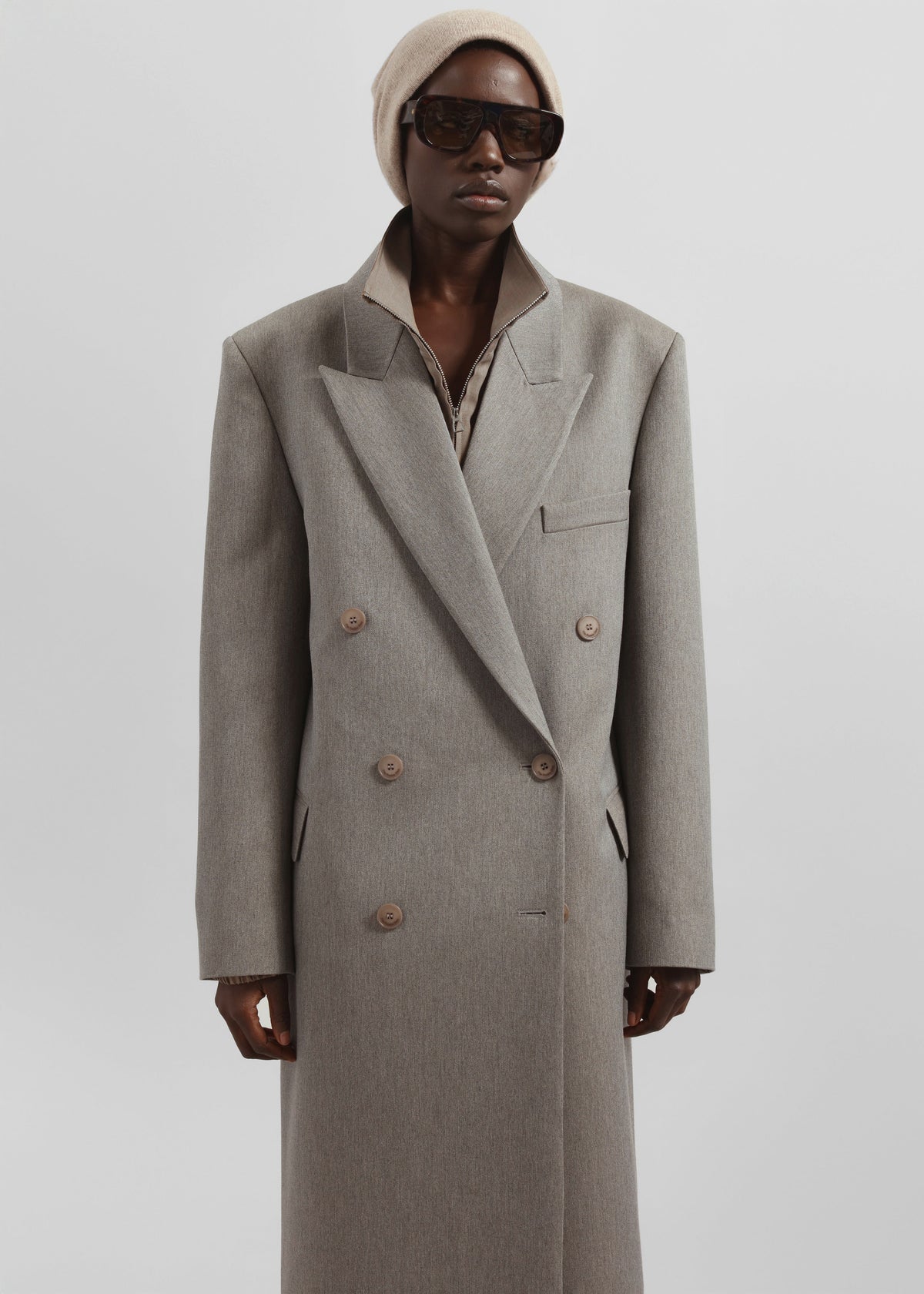 Jane Long Coat - Taupe Melange - 3