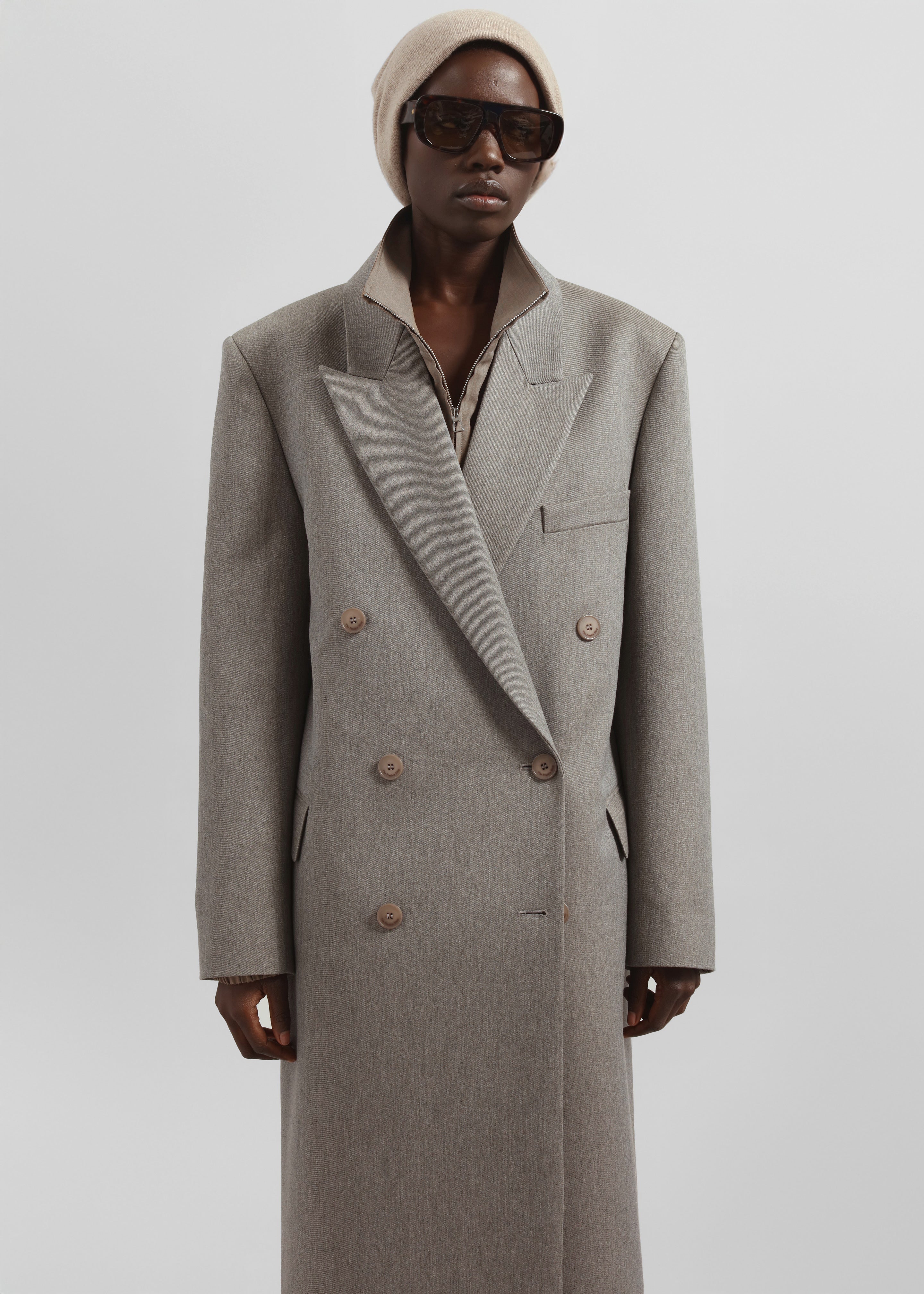 Jane Long Coat - Taupe Melange - 3