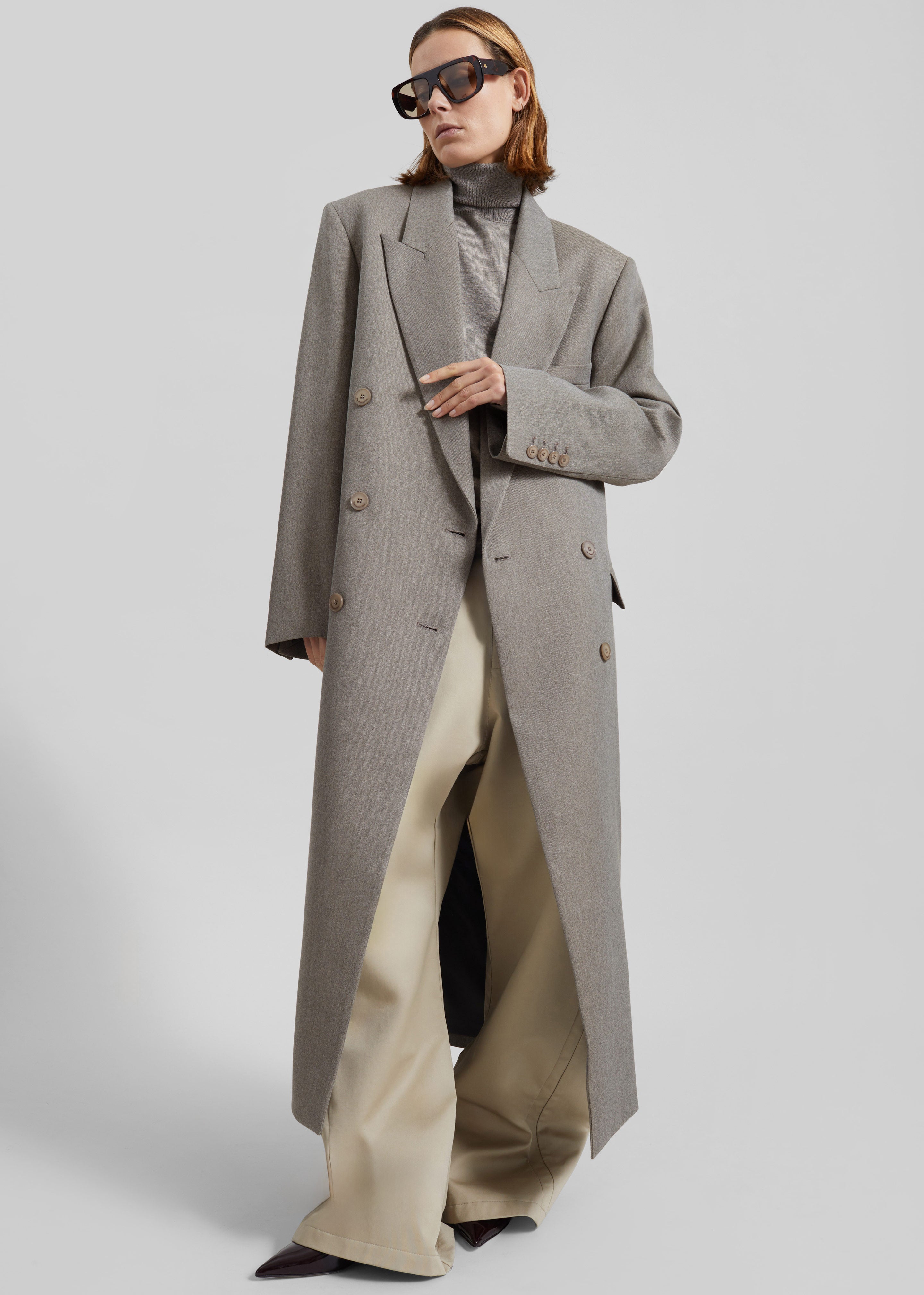 Jane Long Coat - Taupe Melange – The Frankie Shop