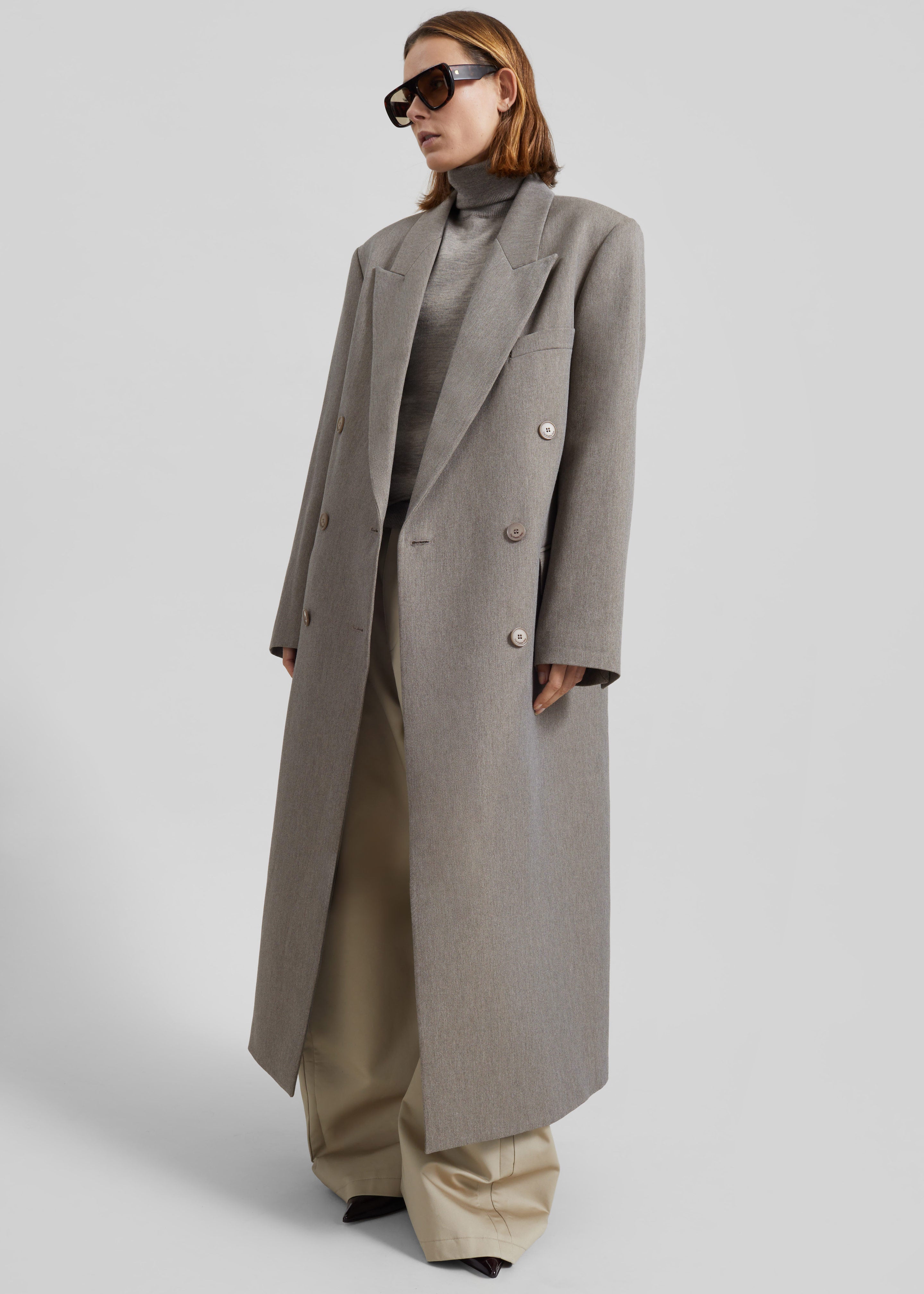 Jane Long Coat - Taupe Melange – The Frankie Shop