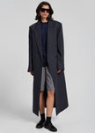 Jane Plaid Long Coat - Navy
