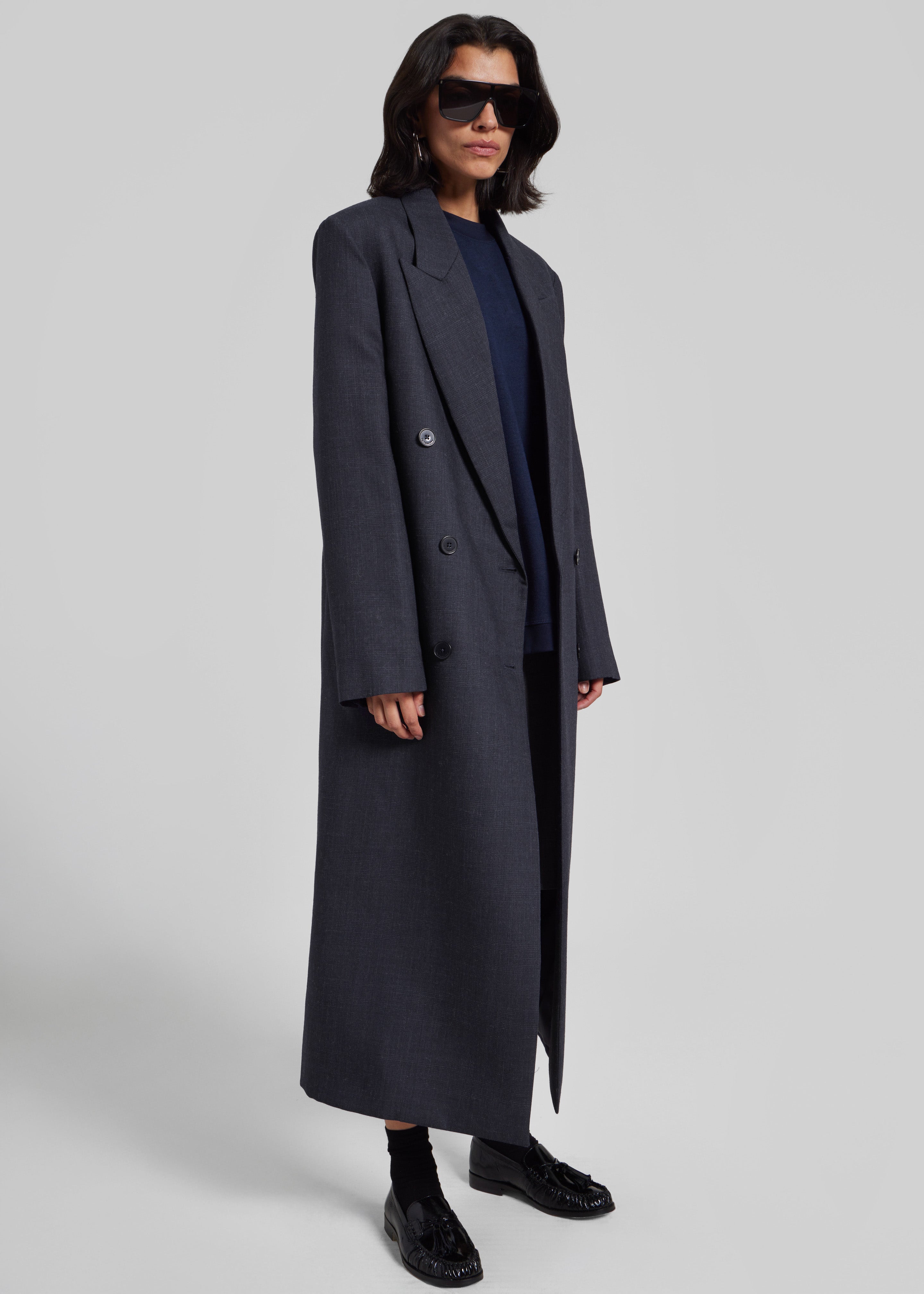 【美品】MARNO Jane coat Navy Jane Plaid Long Coat - Navy – The Frankie Shop