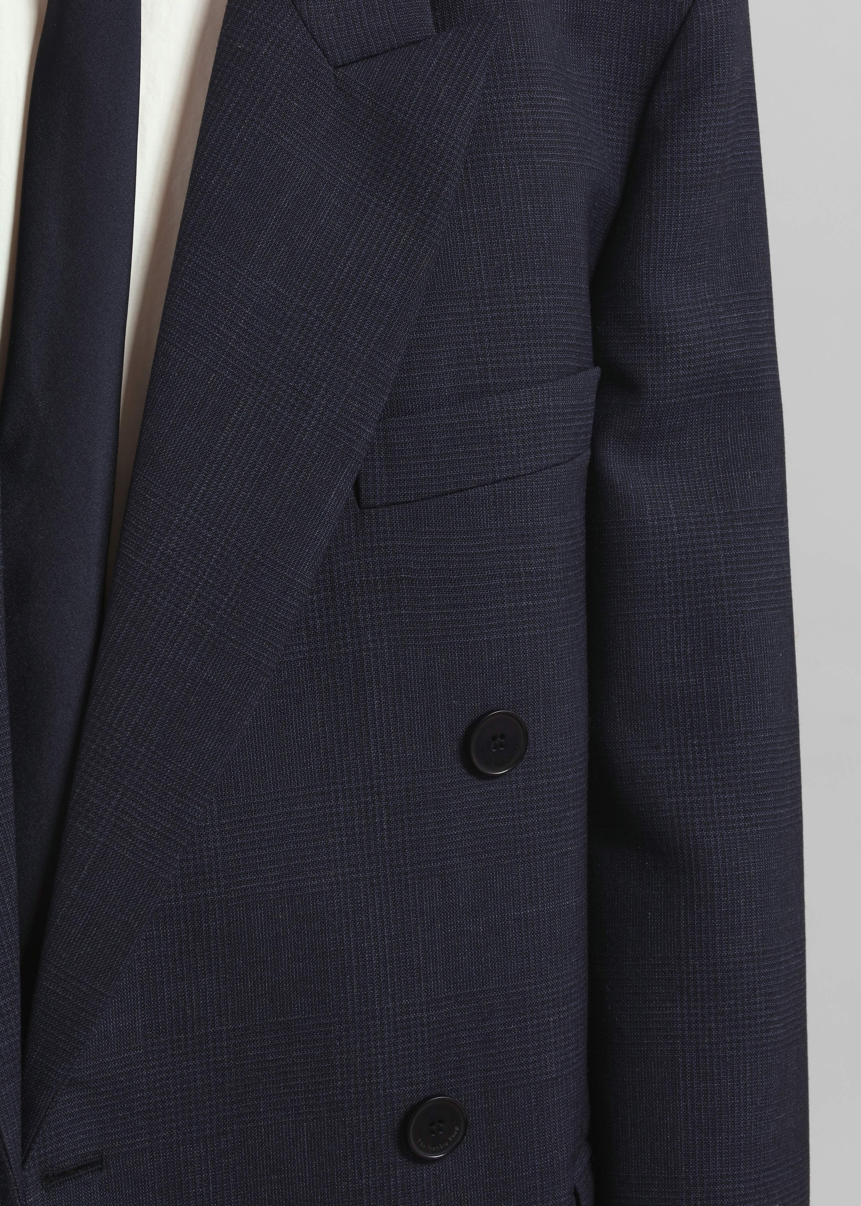 Jane Plaid Long Coat - Navy - 11