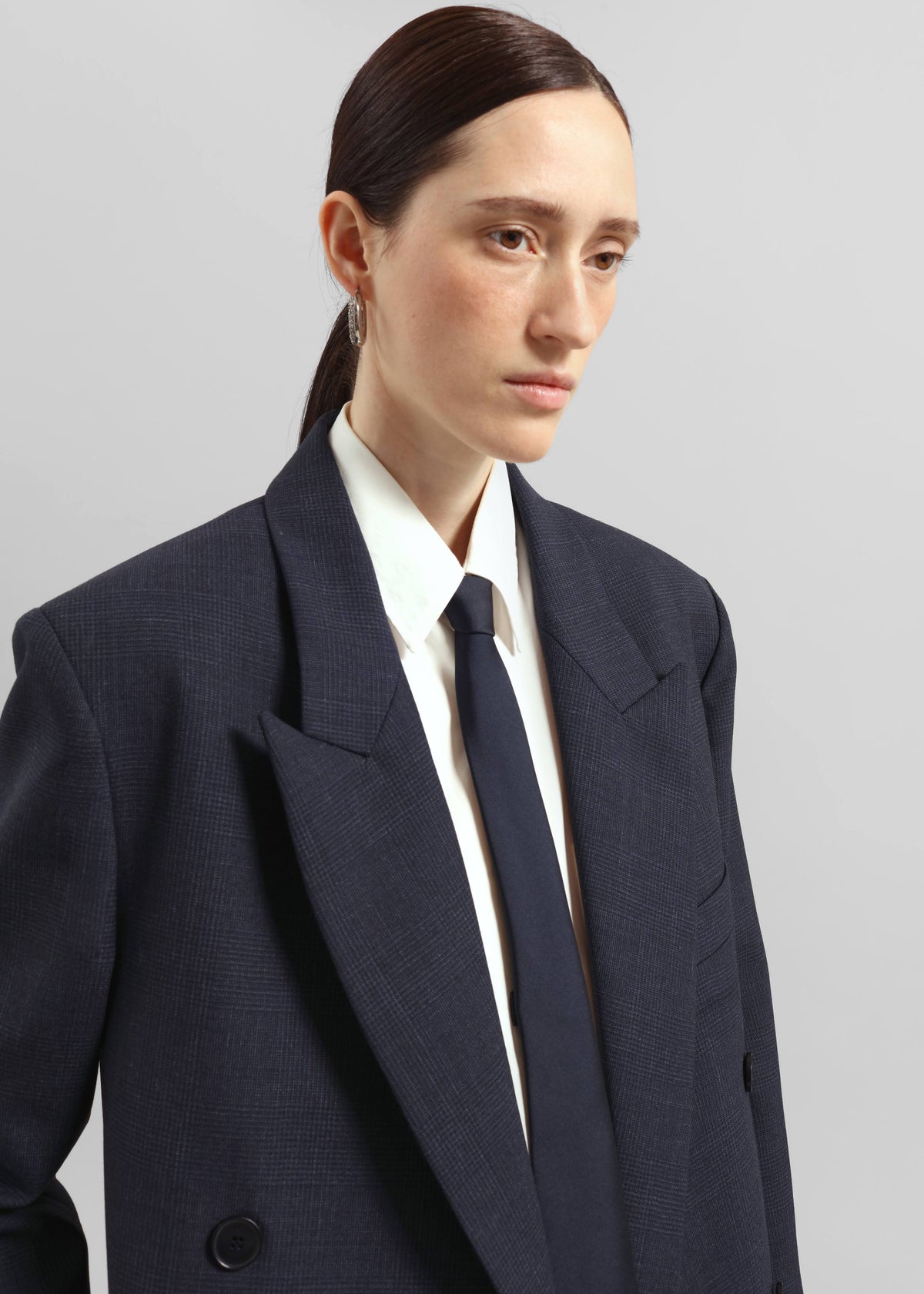 Jane Plaid Long Coat - Navy - 7