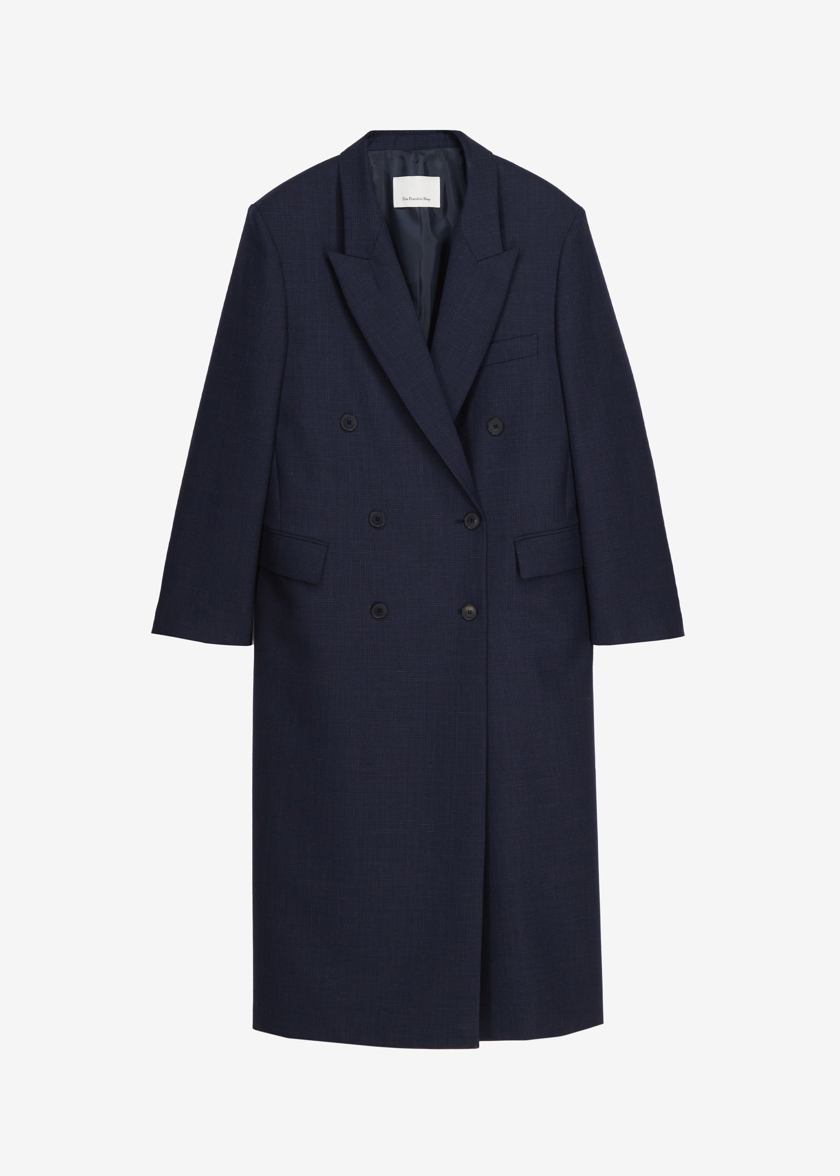 Jane Plaid Long Coat - Navy - 13