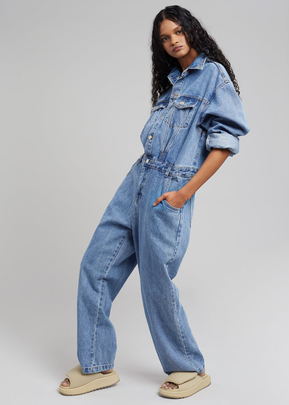 Jas Denim Jumpsuit - Dark Indigo – The Frankie Shop