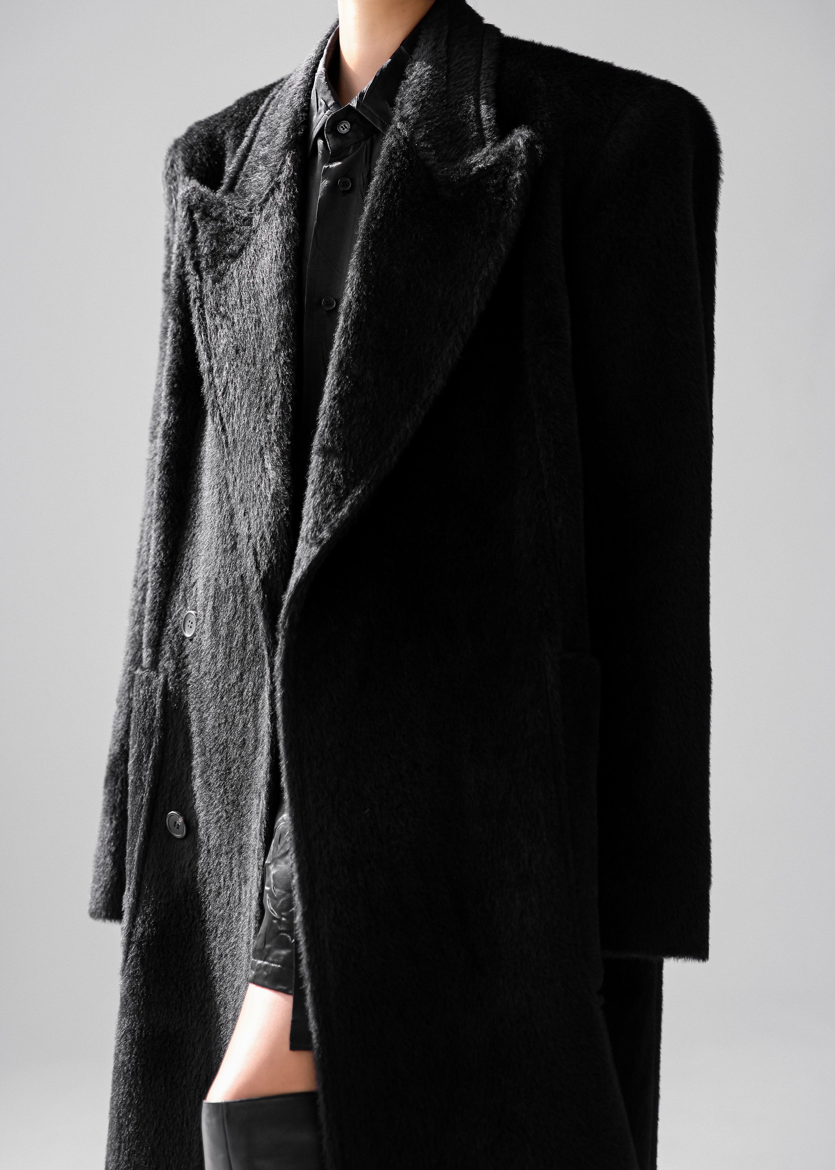 Jaylene Oversized Wool Coat - Black - 3