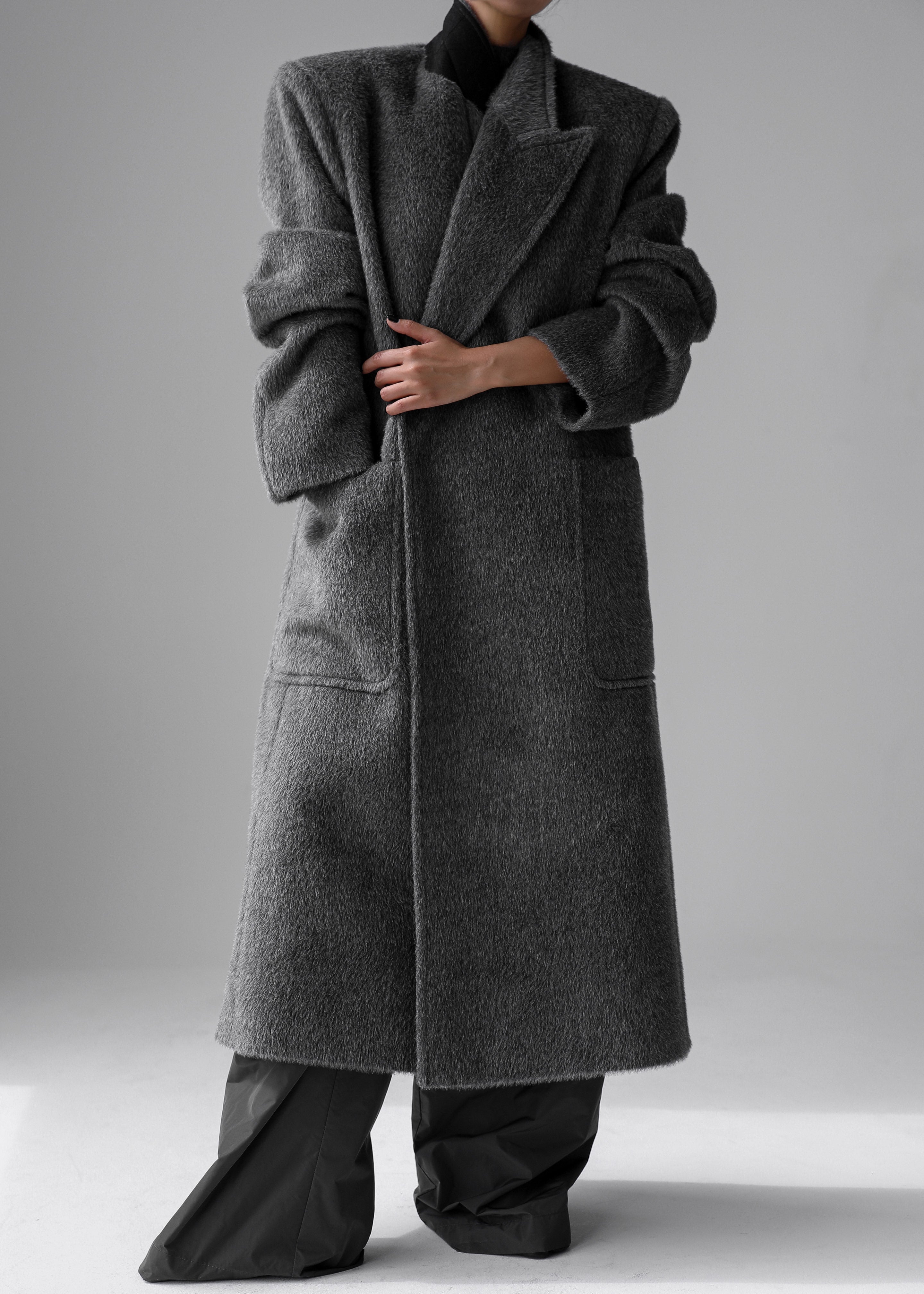 Jaylene Oversized Wool Coat - Grey - 9