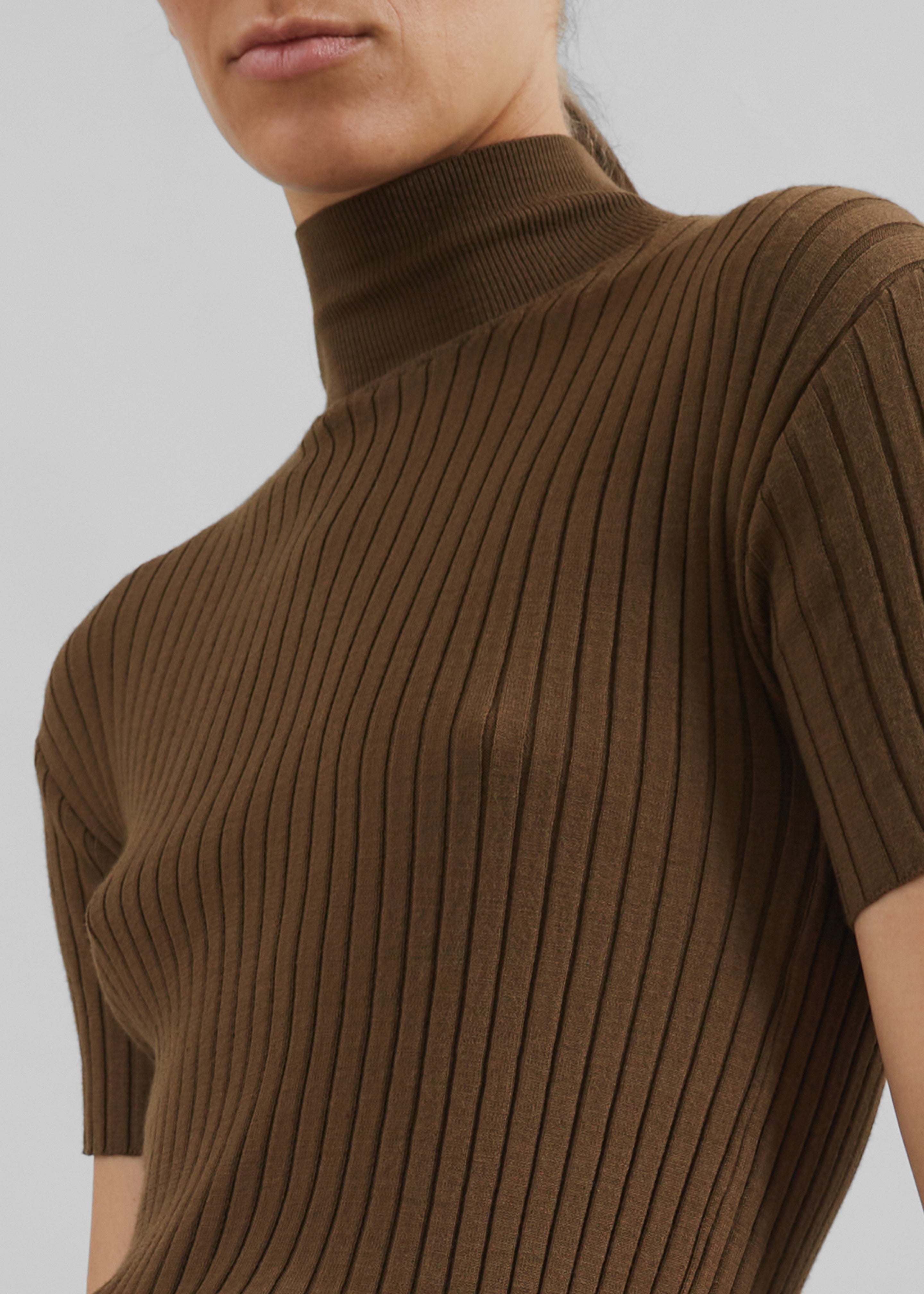 Jennis Turtleneck Top - Olive Brown - 1