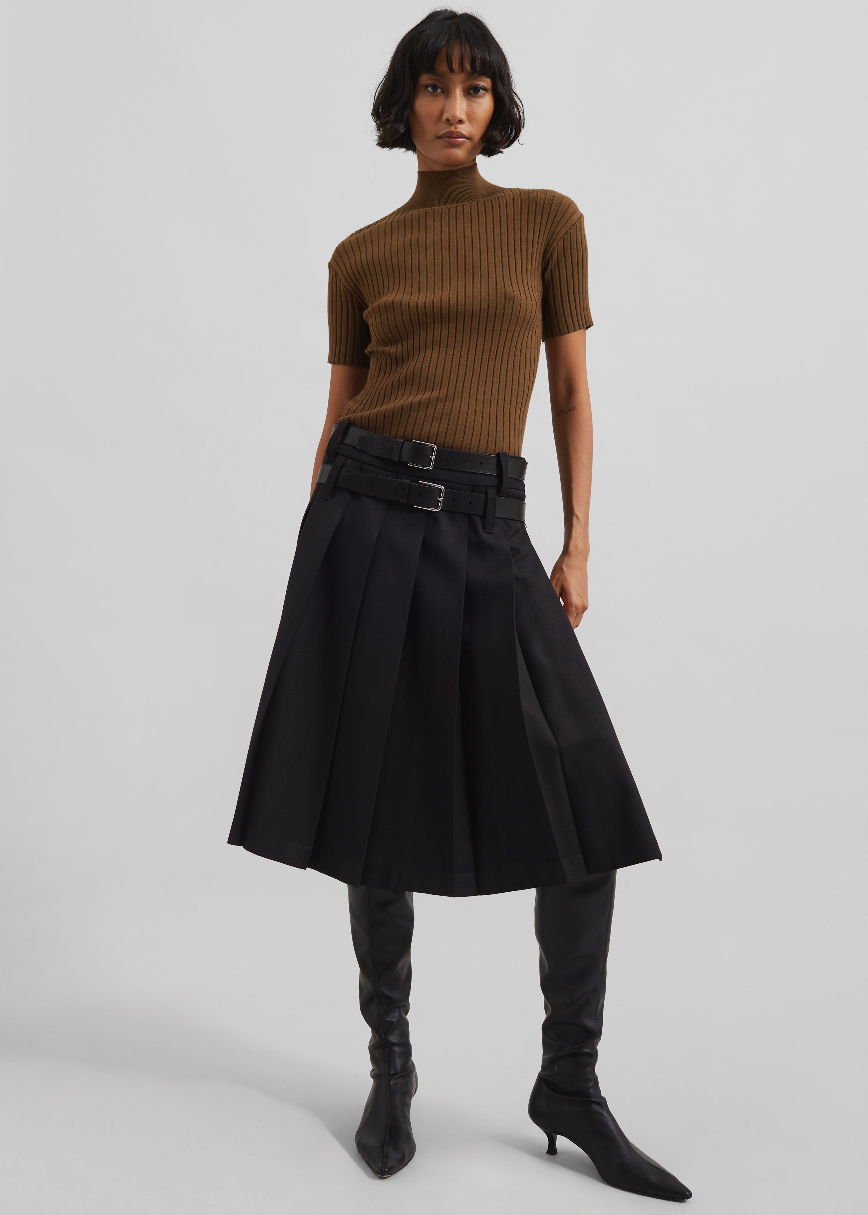 Jennis Turtleneck Top - Olive Brown - 4