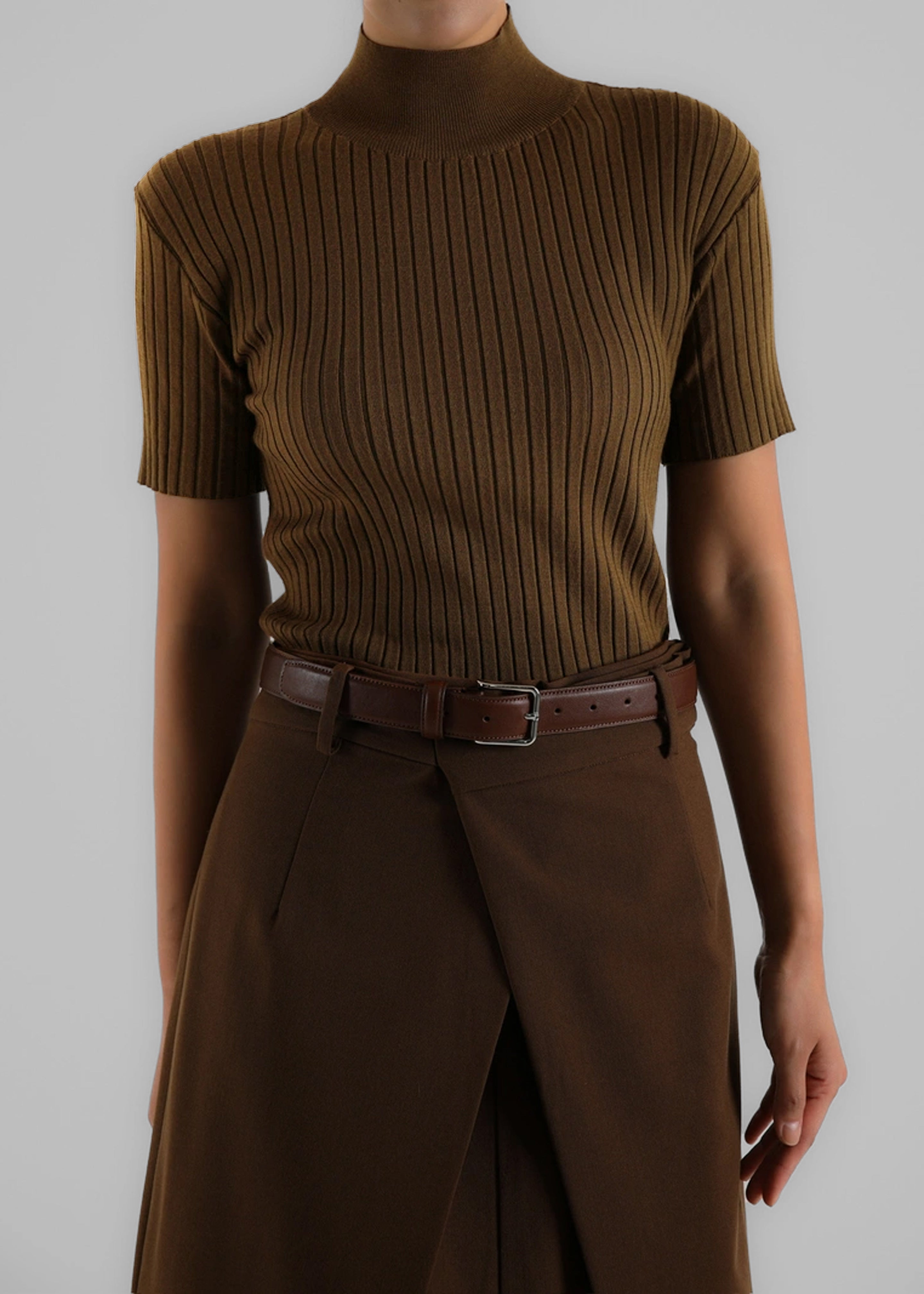 Jennis Turtleneck Top - Olive Brown - 7