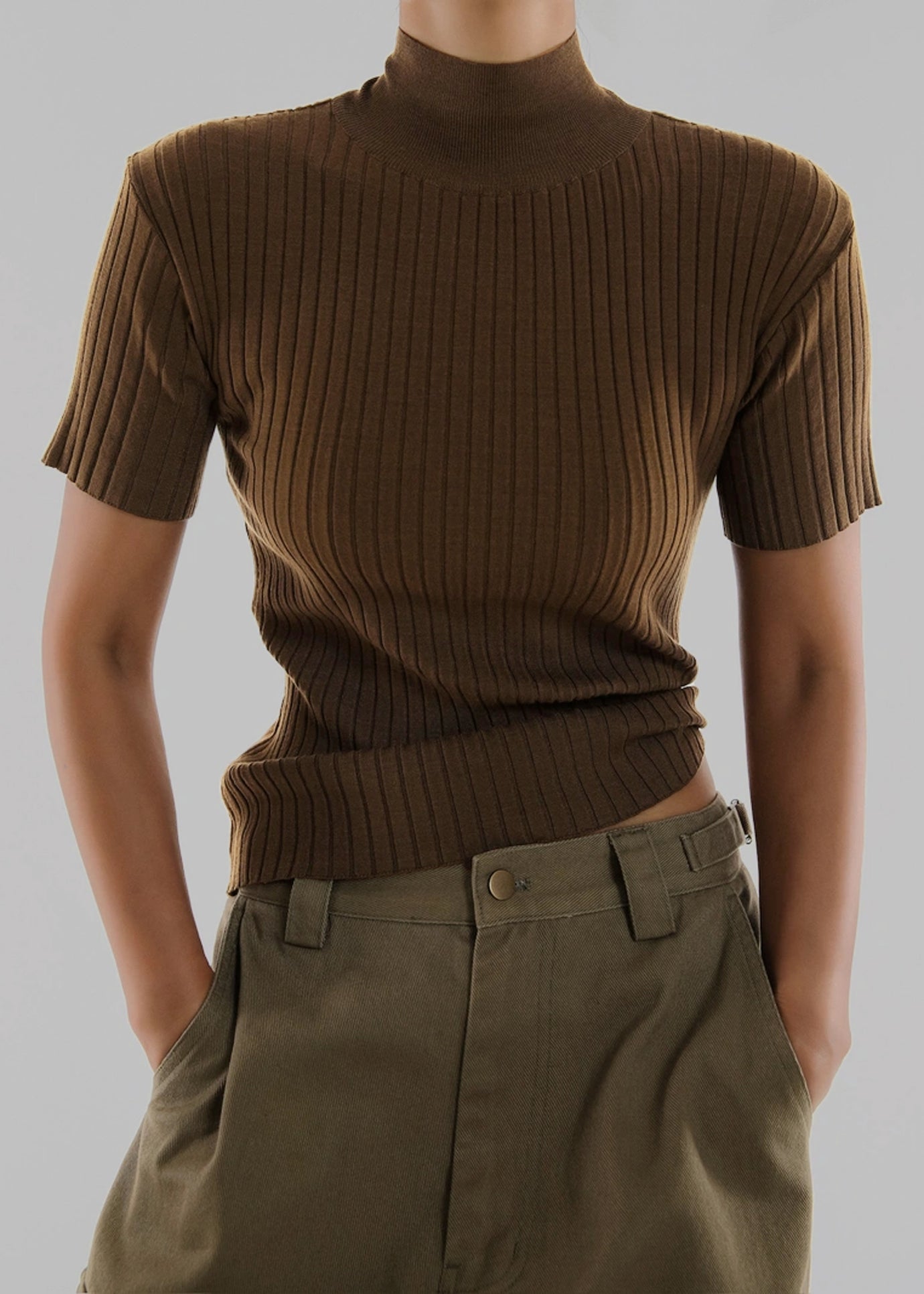 Jennis Turtleneck Top - Olive Brown - 1