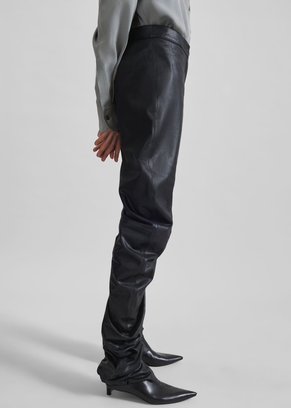 Jessa Leather Ruched Pants - Black - 7