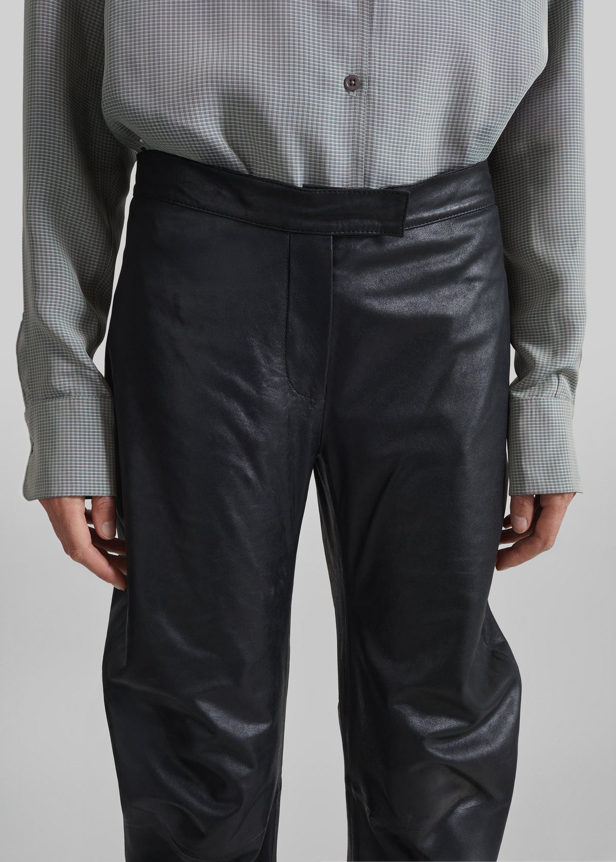 Jessa Leather Ruched Pants - Black - 5