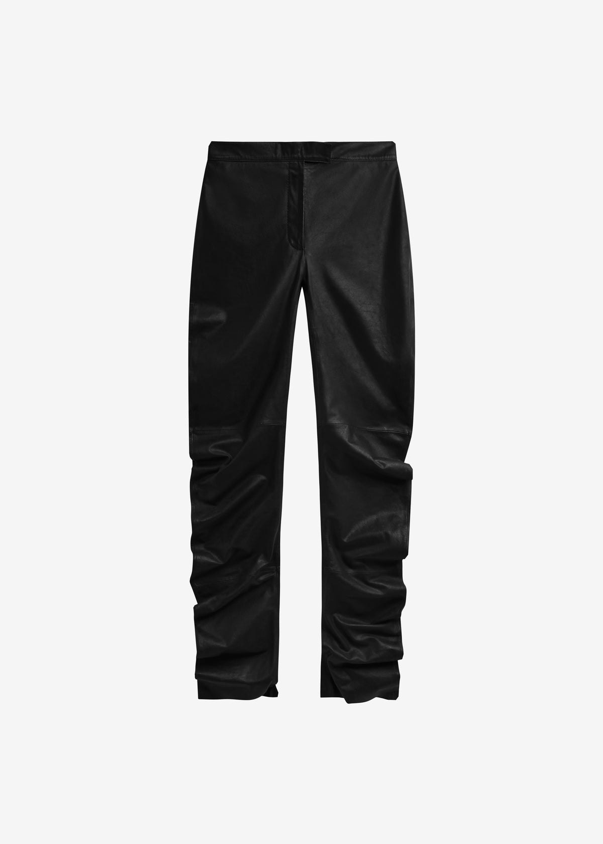 Jessa Leather Ruched Pants - Black - 10