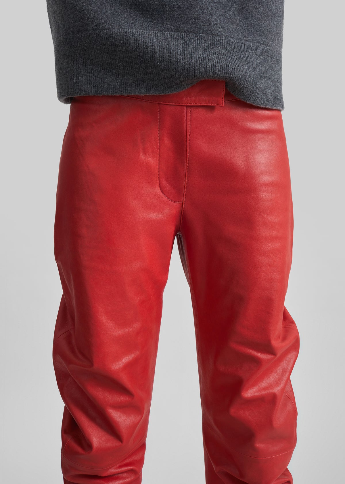Jessa Leather Ruched Pants - Red - 4