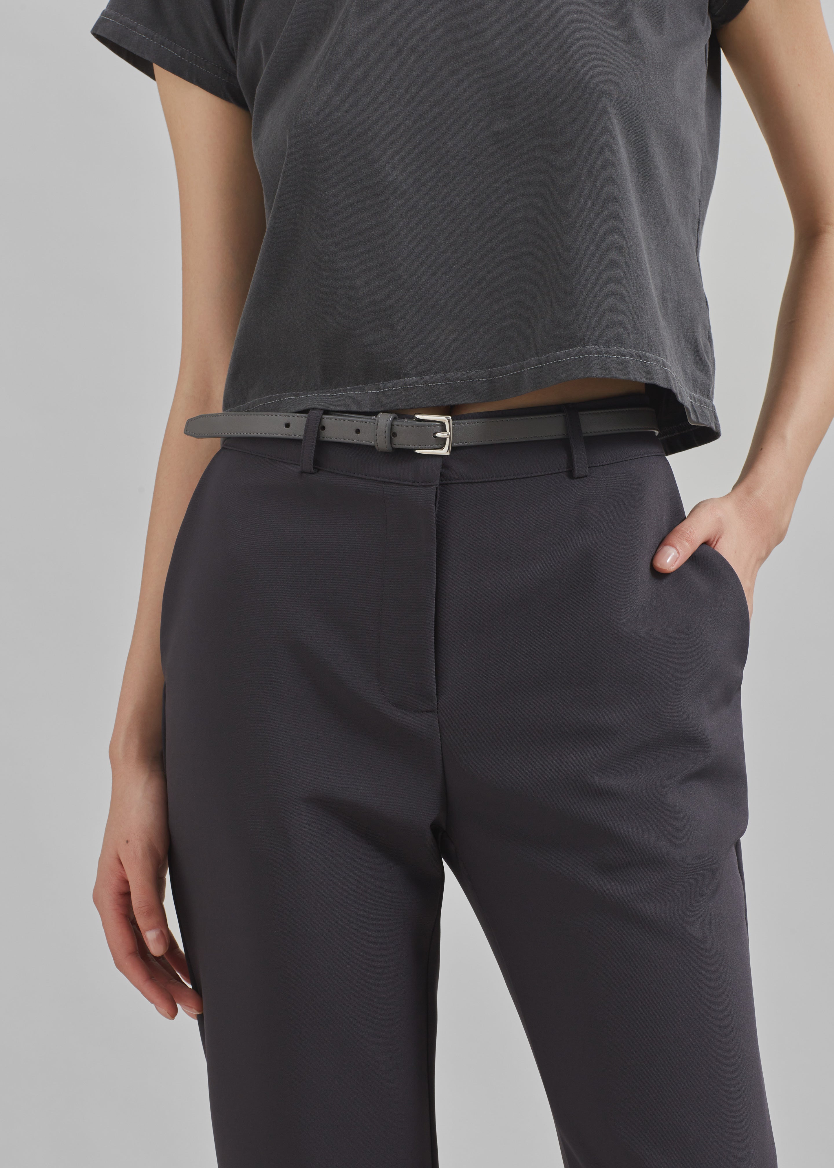 Jessie Leather Belt - Grey - 4