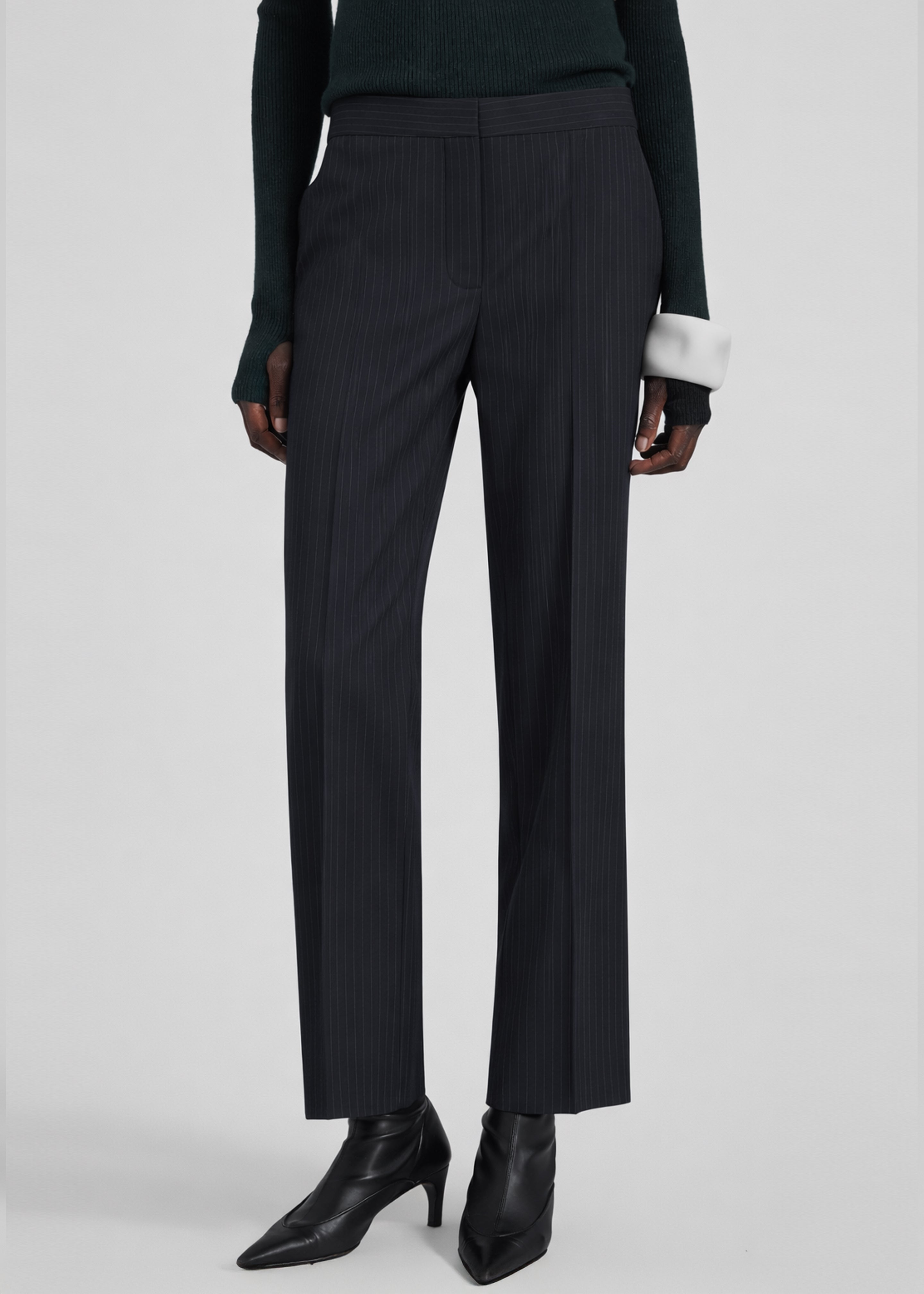 Jet Slim Tailored Trousers - Black/White Pinstripe - 2