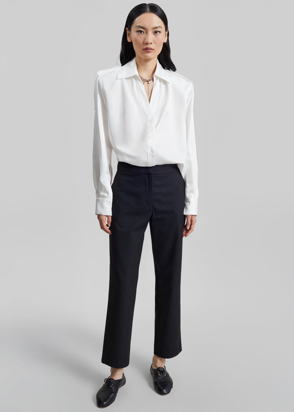 Jet Slim Tailored Trousers - Black/White Pinstripe