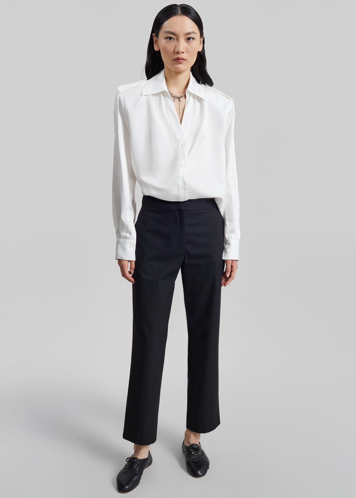 Jet Slim Tailored Trousers - Black/White Pinstripe - 1