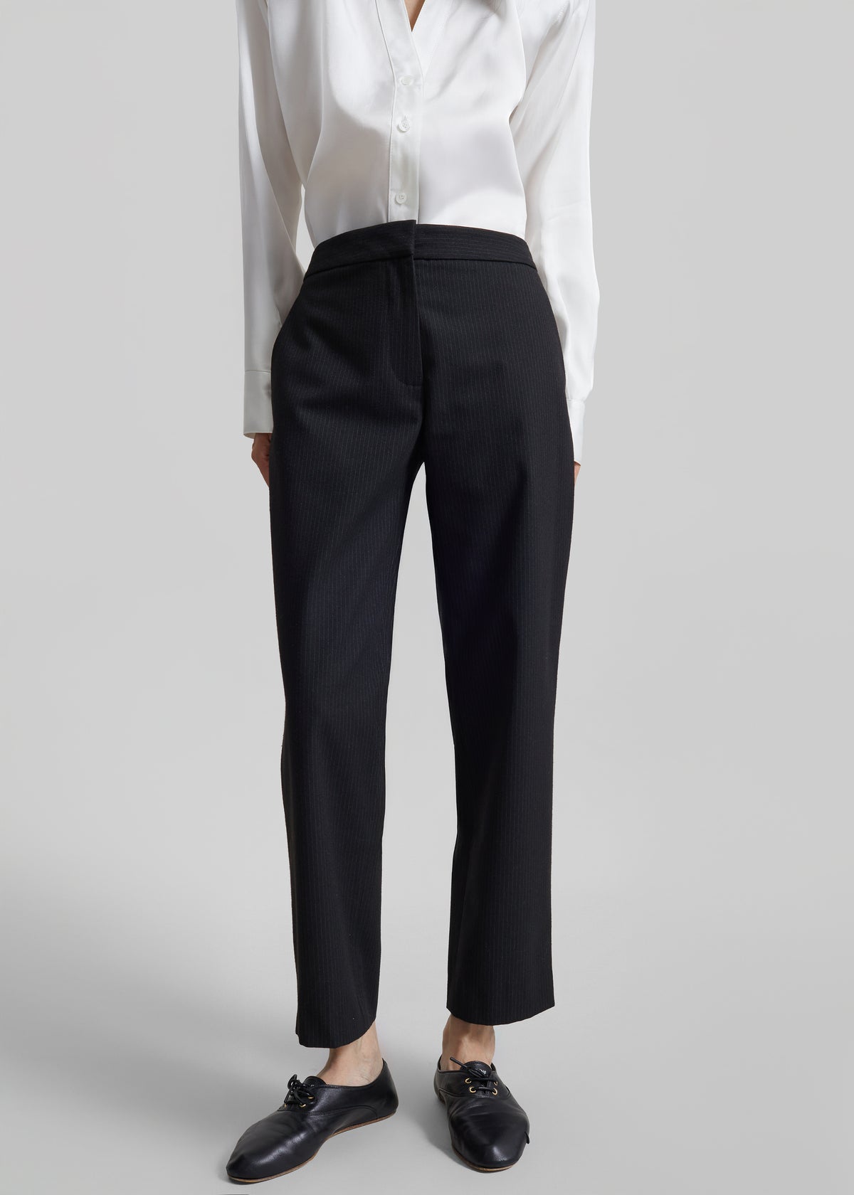 Jet Slim Tailored Trousers - Black/White Pinstripe - 5