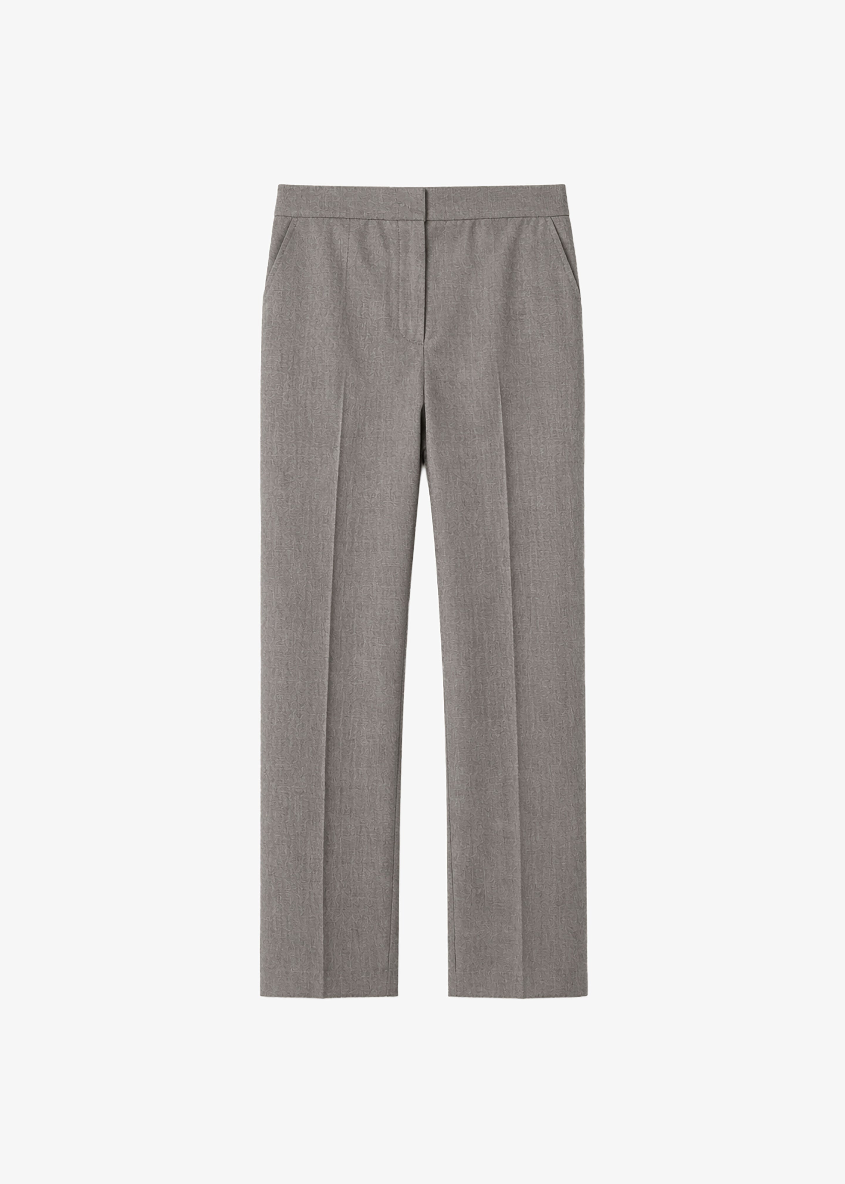 Jet Wool Slim Tailored Trousers - Light Taupe Melange - 8