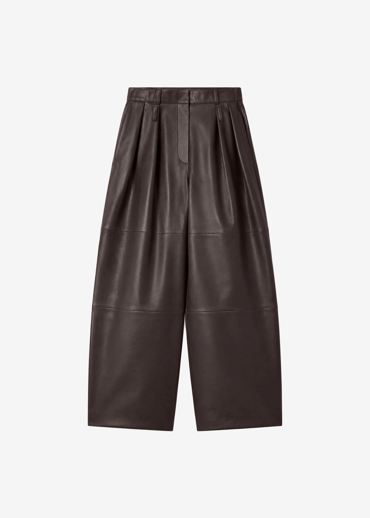 Jeva Faux Leather Double Belt Loop Trousers - Brown