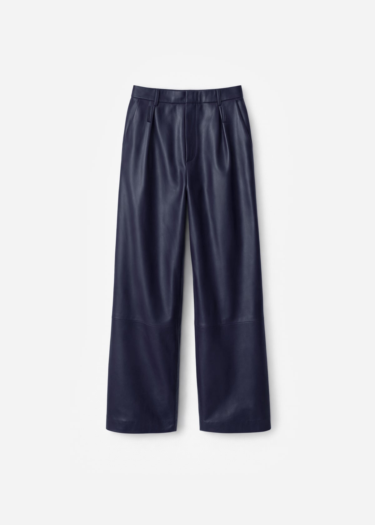 Jeva Faux Leather Double Belt Loop Trousers - Dark Navy
