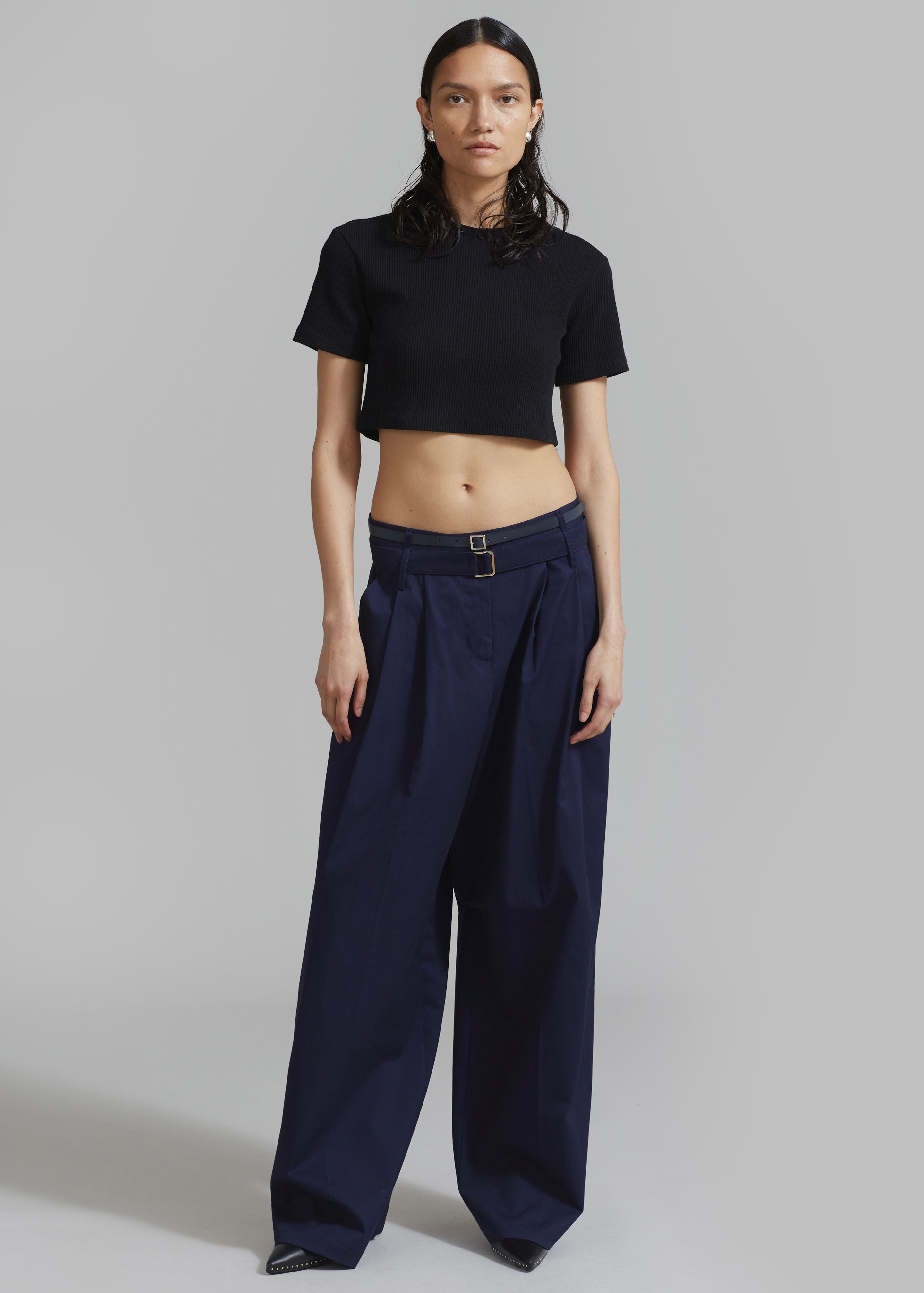 Joan Double Belted Pants - Navy - 6