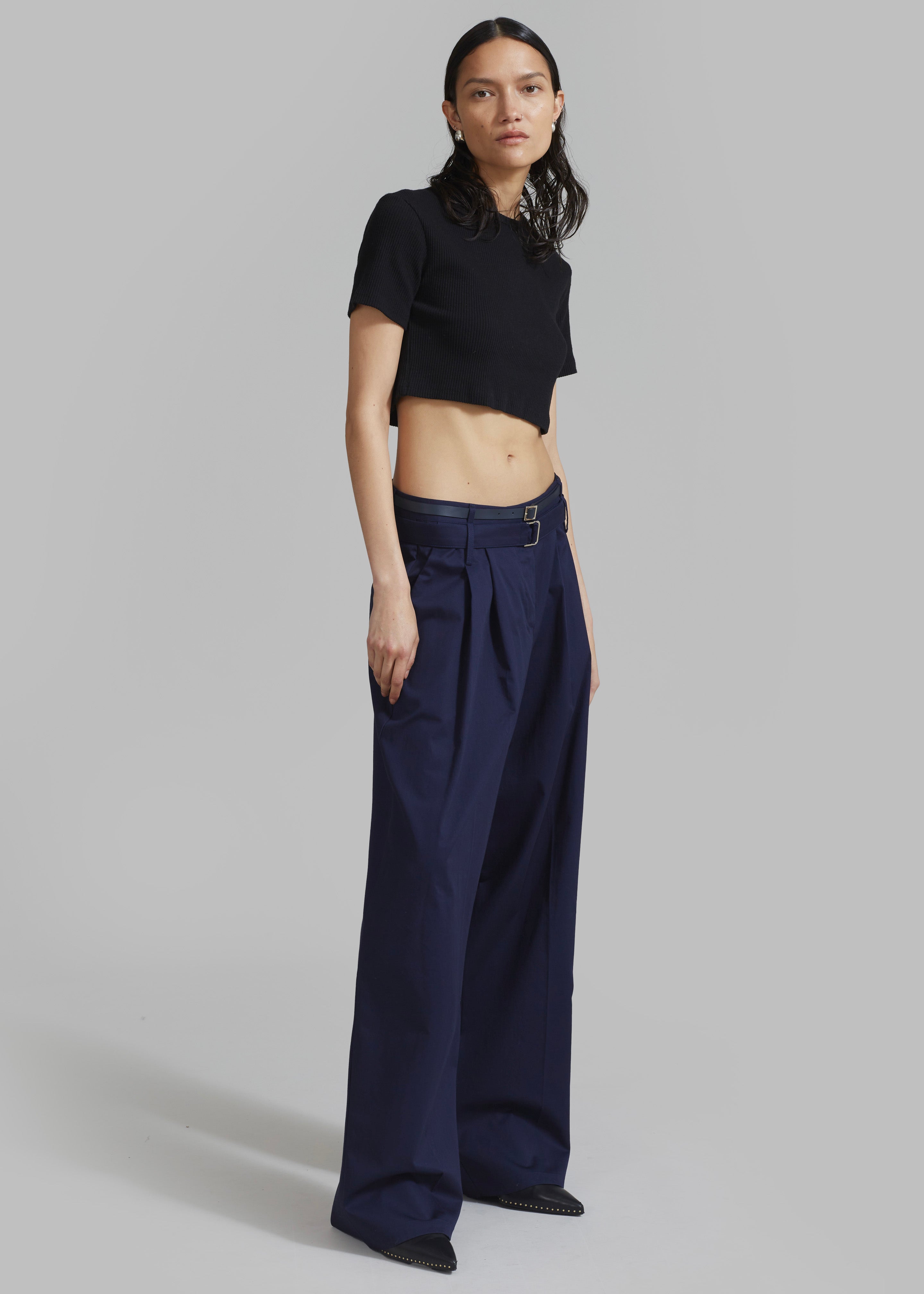 Joan Double Belted Pants - Navy - 5