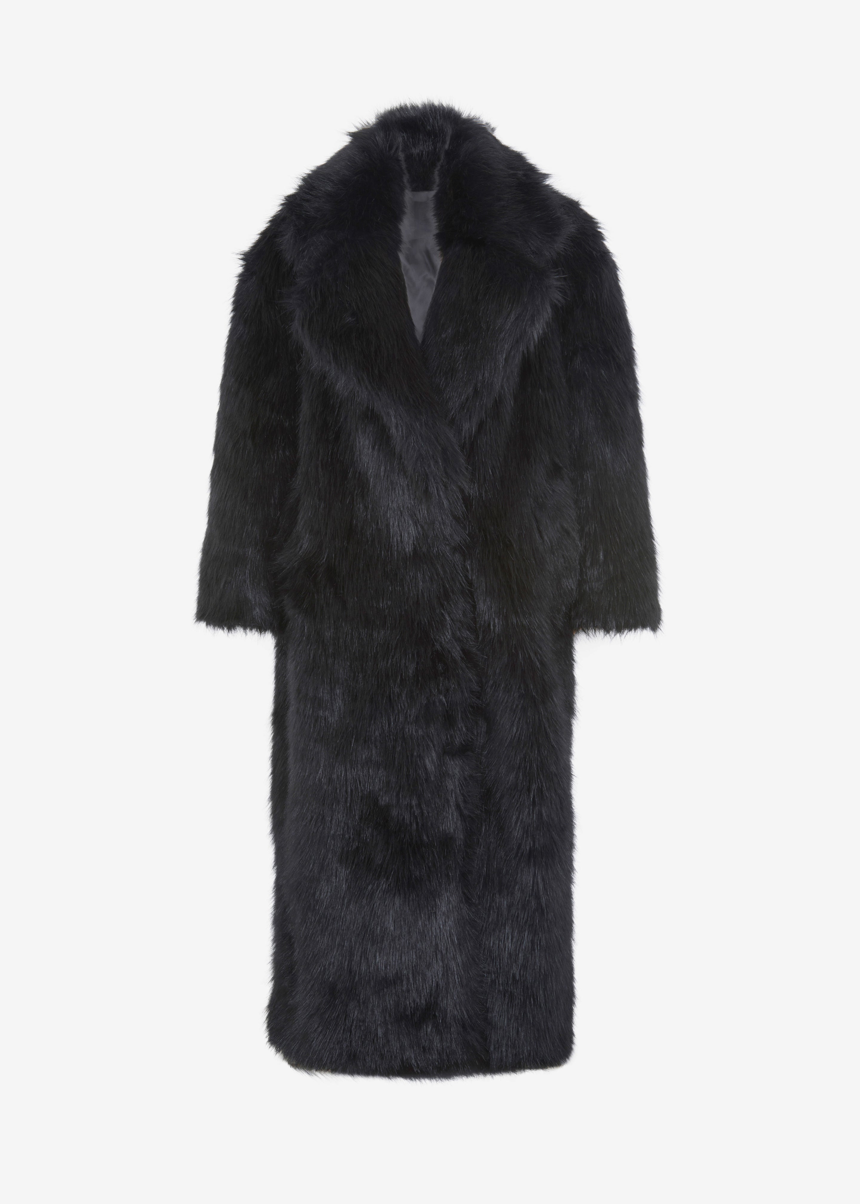 Joan Long Faux Fur Coat - Black - 9
