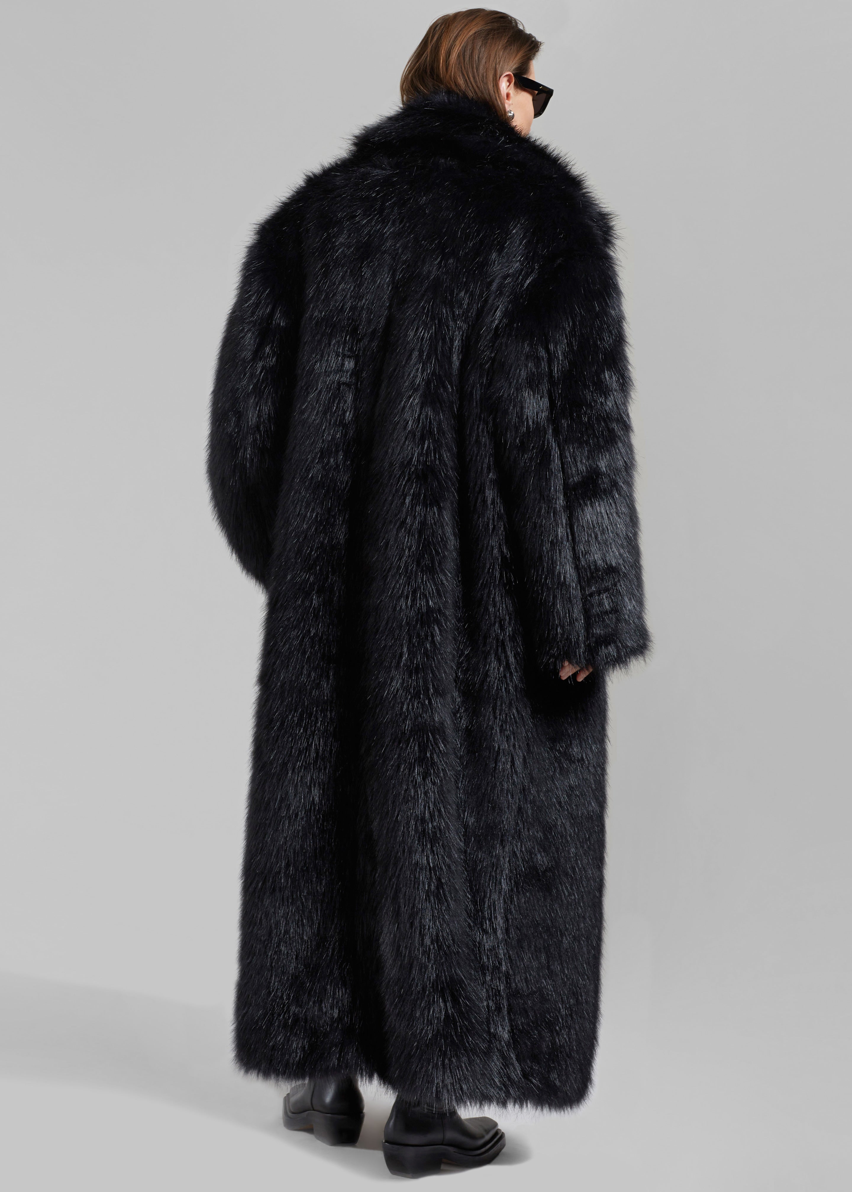 Joan Long Faux Fur Coat - Black - 8