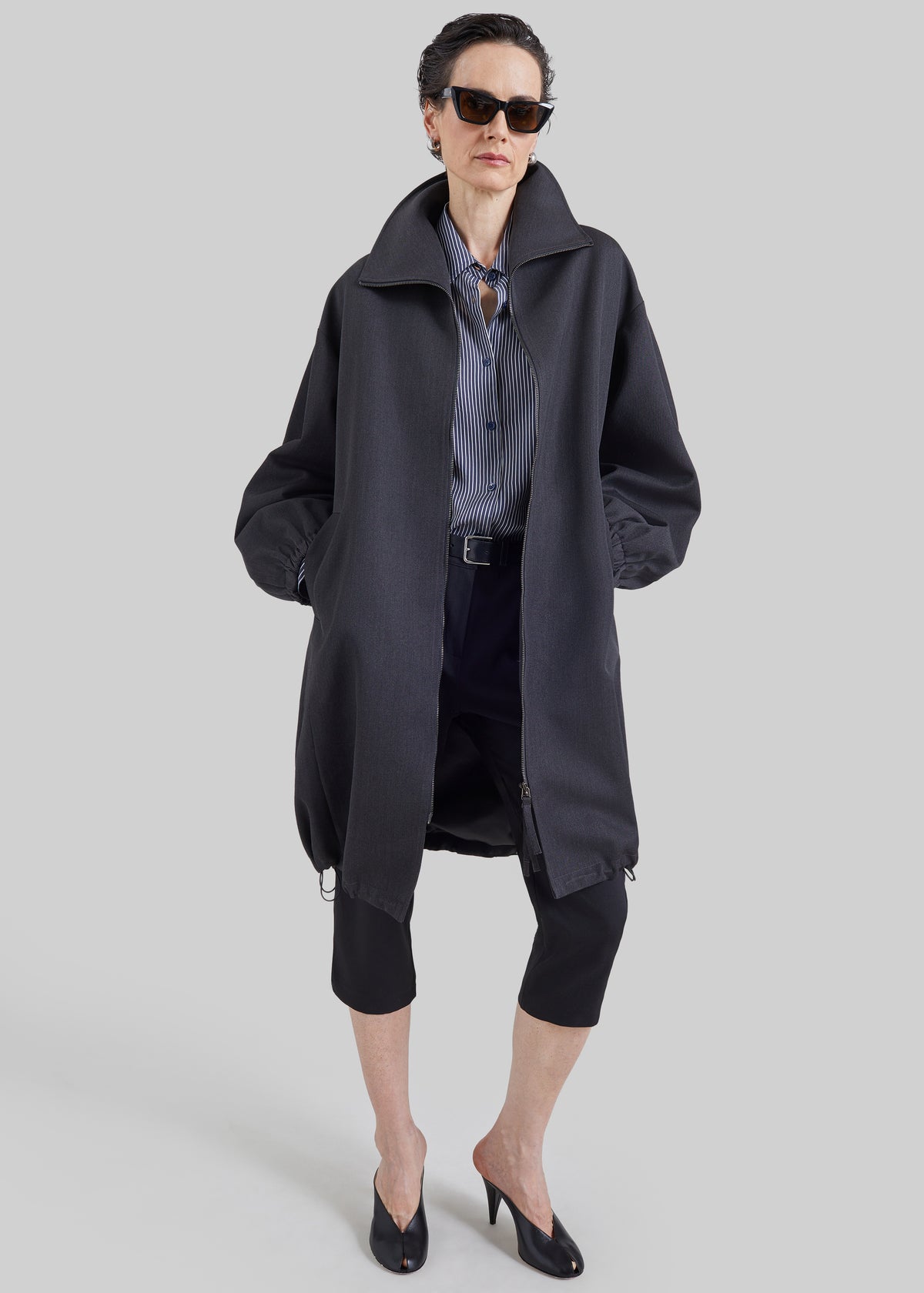 Shop the look image for Joelle Zip-Up Overcoat - Dark Grey