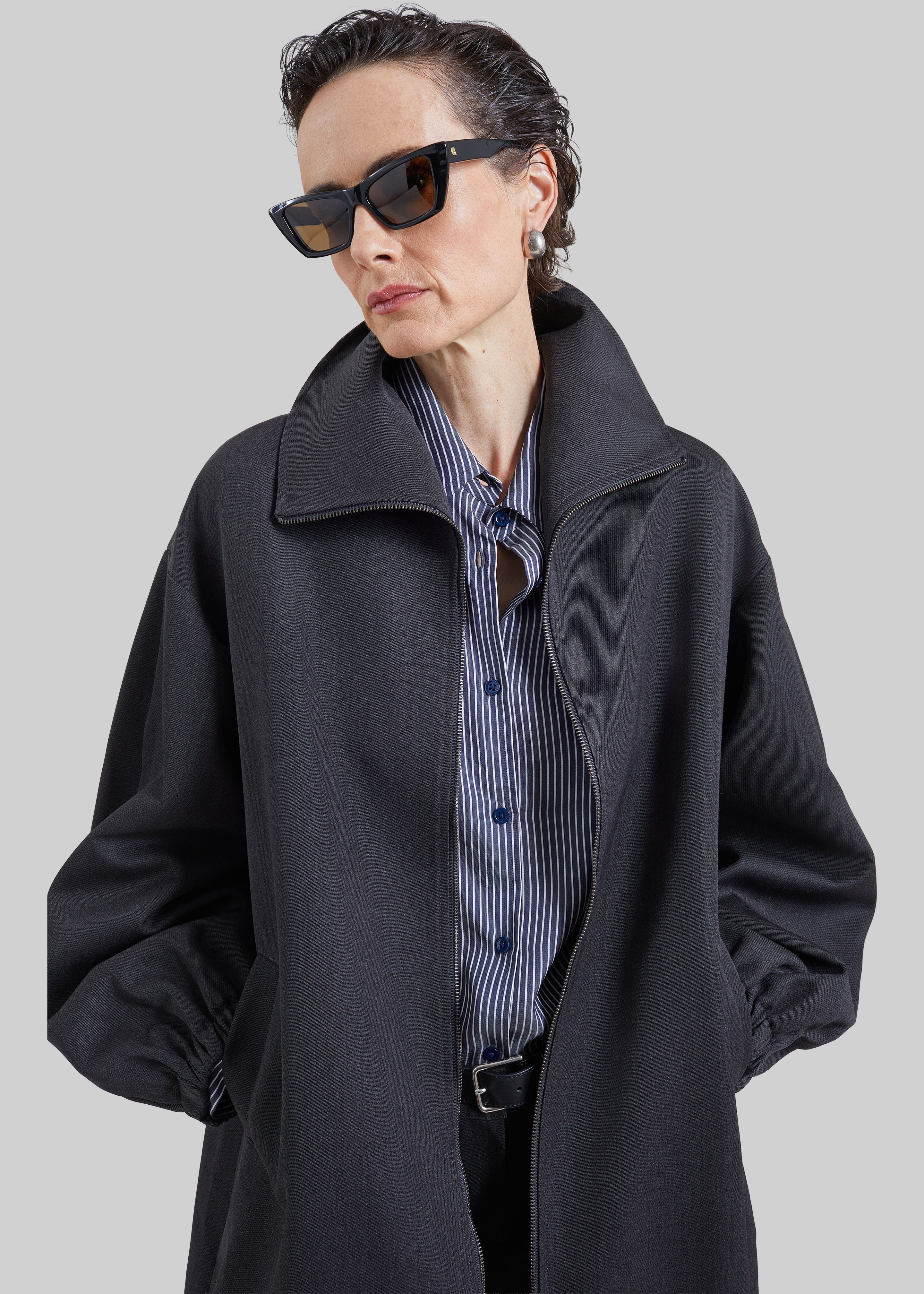 Joelle Zip-Up Overcoat - Dark Grey – The Frankie Shop