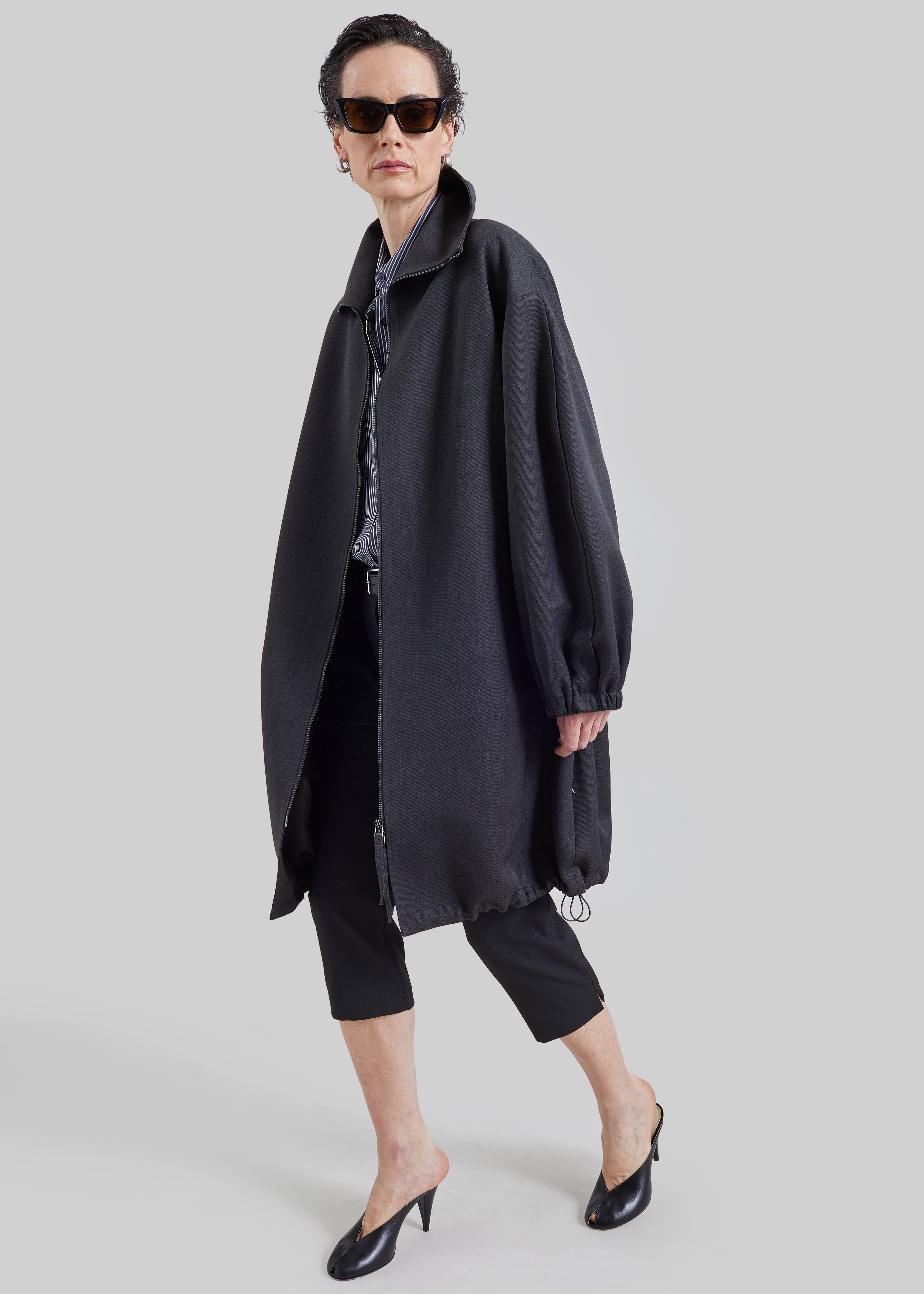 Joelle Zip-Up Overcoat - Dark Grey – The Frankie Shop