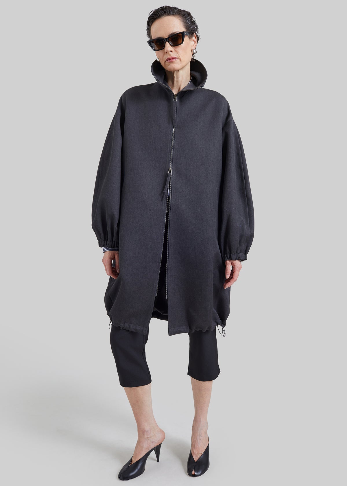 Joelle Zip-Up Overcoat - Dark Grey