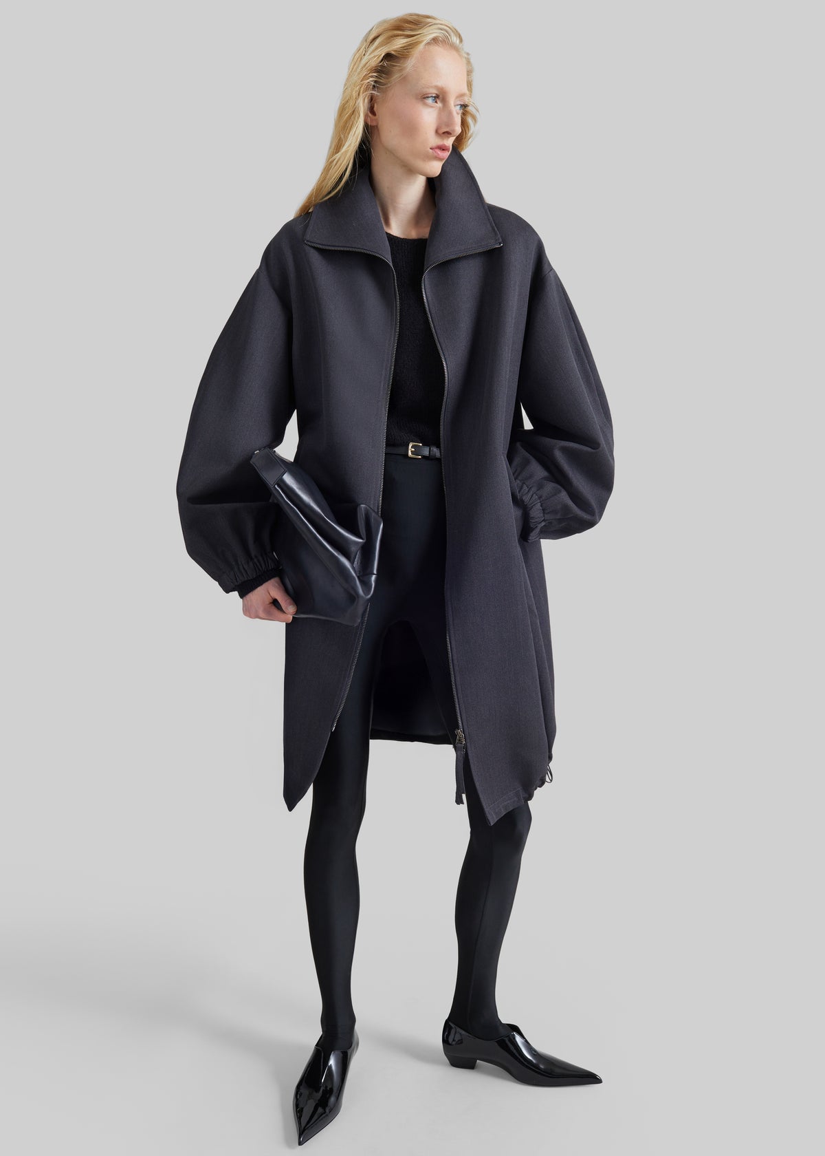 Joelle Zip-Up Overcoat - Dark Grey