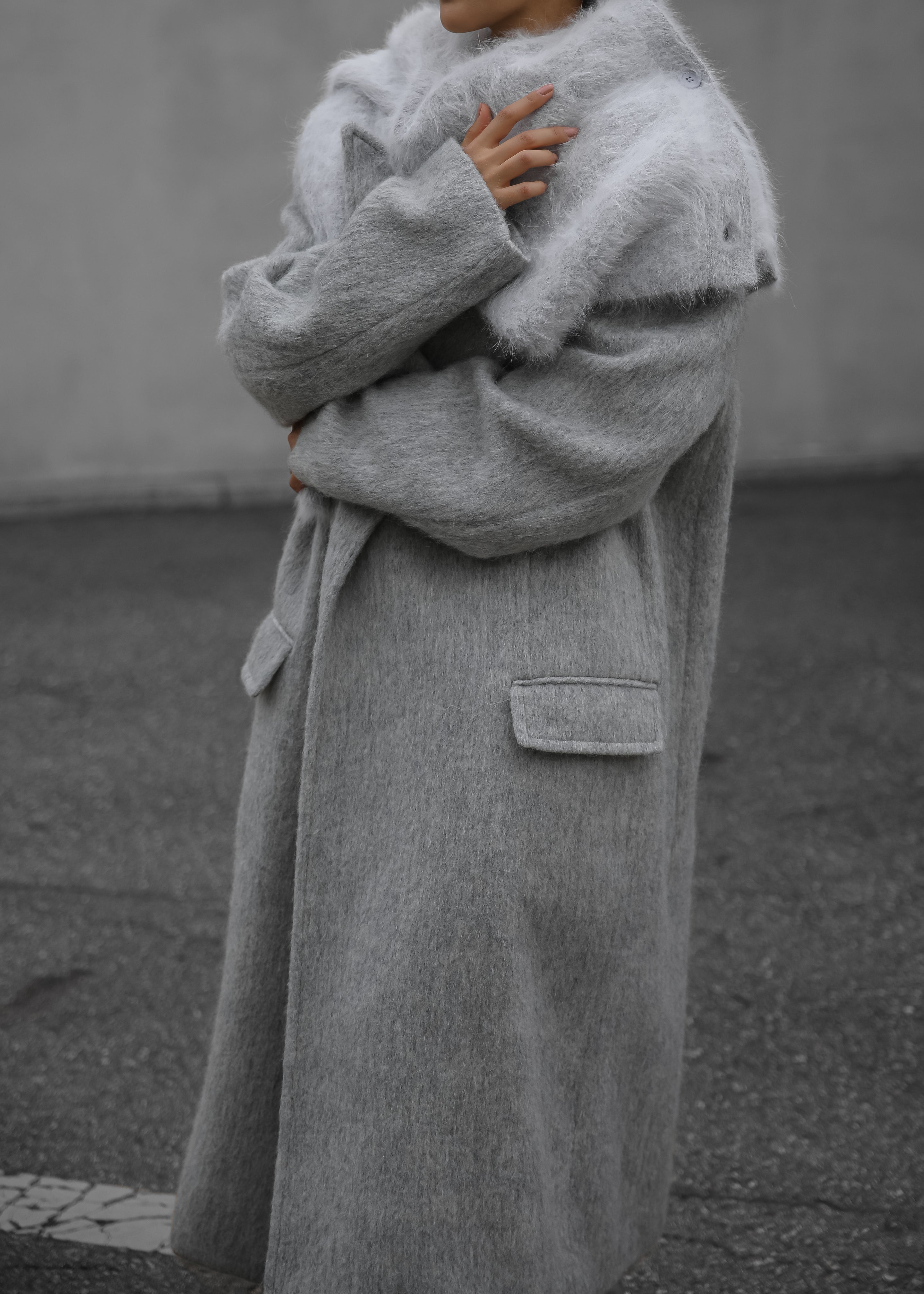 John Oversized Coat - Light Grey – The Frankie Shop