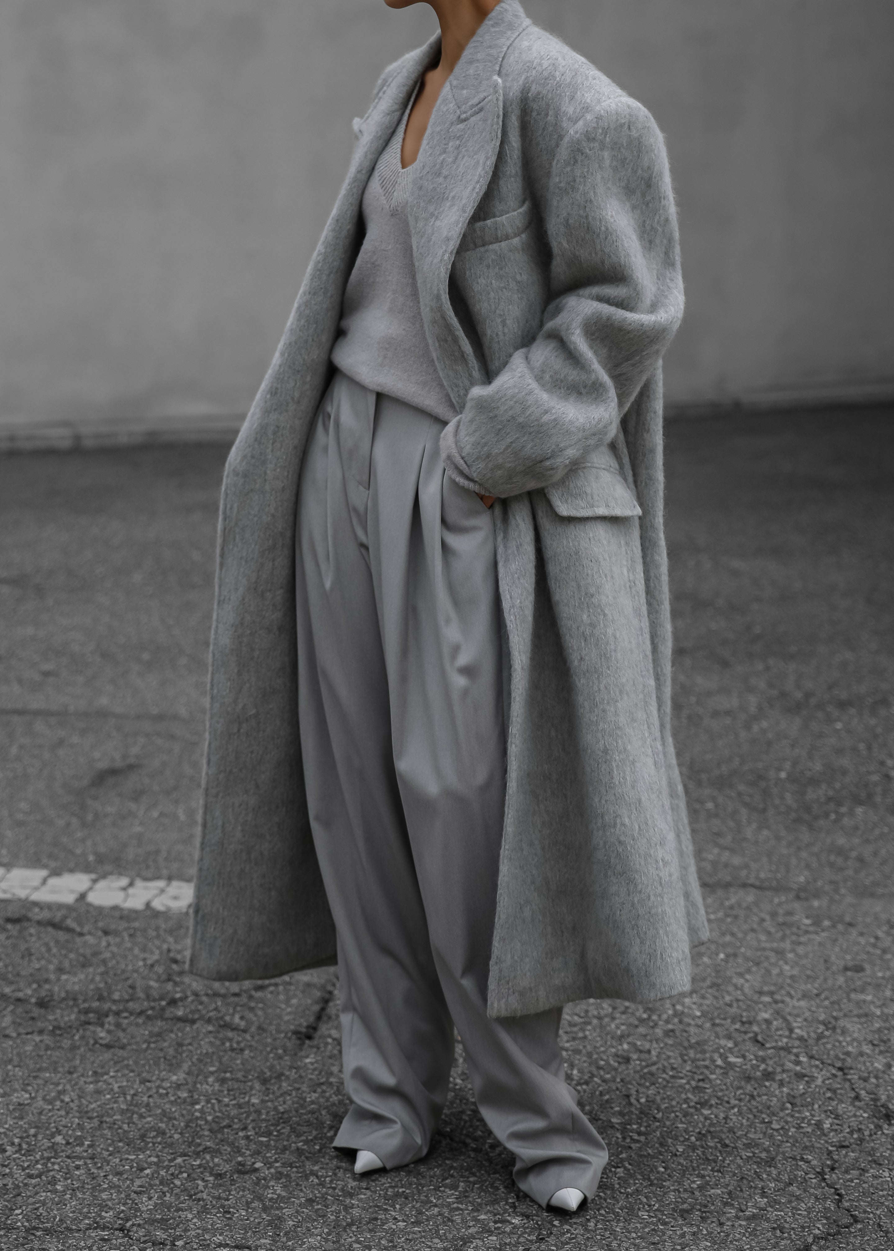 John Oversized Coat - Light Grey – The Frankie Shop