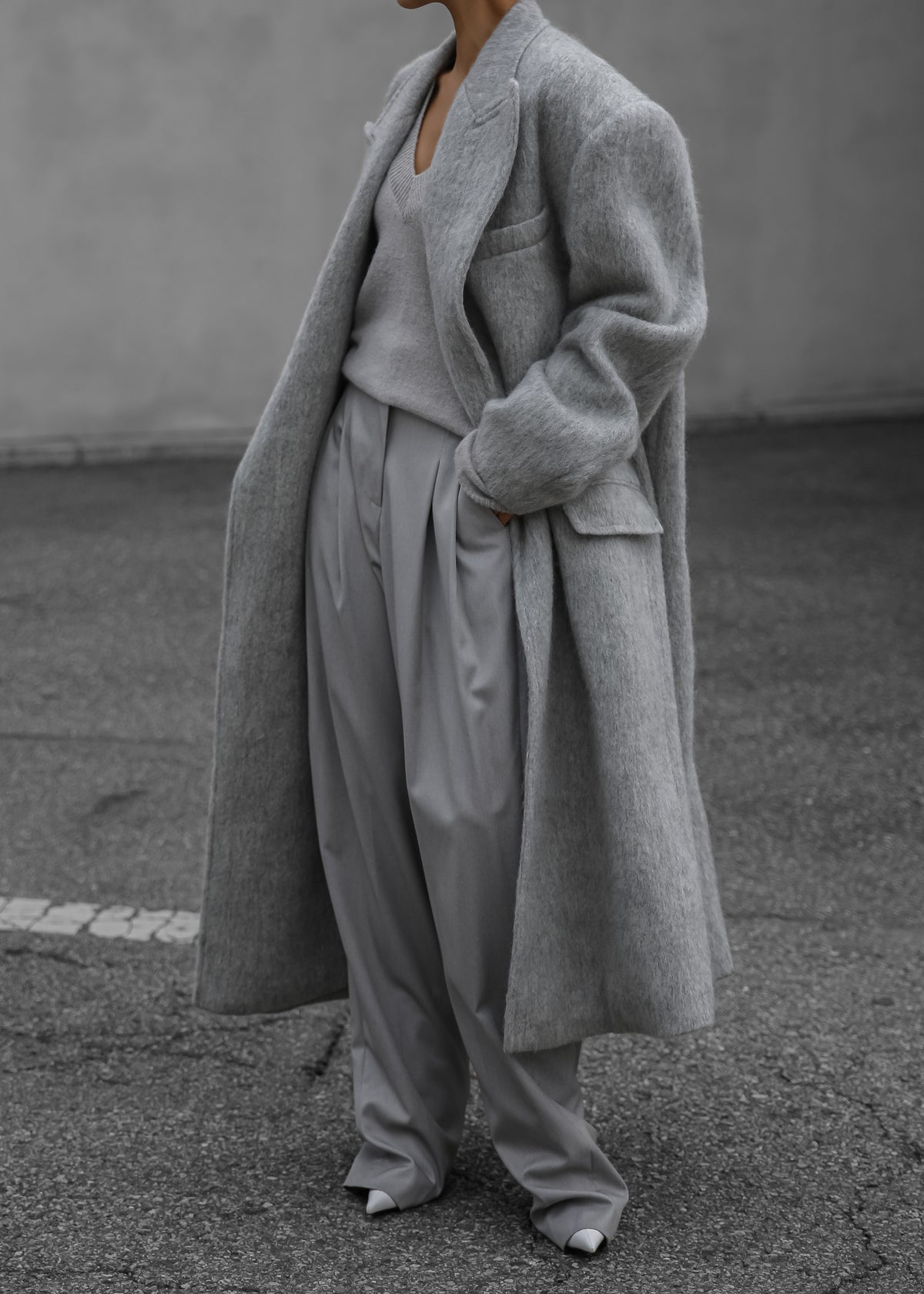 John Oversized Coat - Light Grey - 5