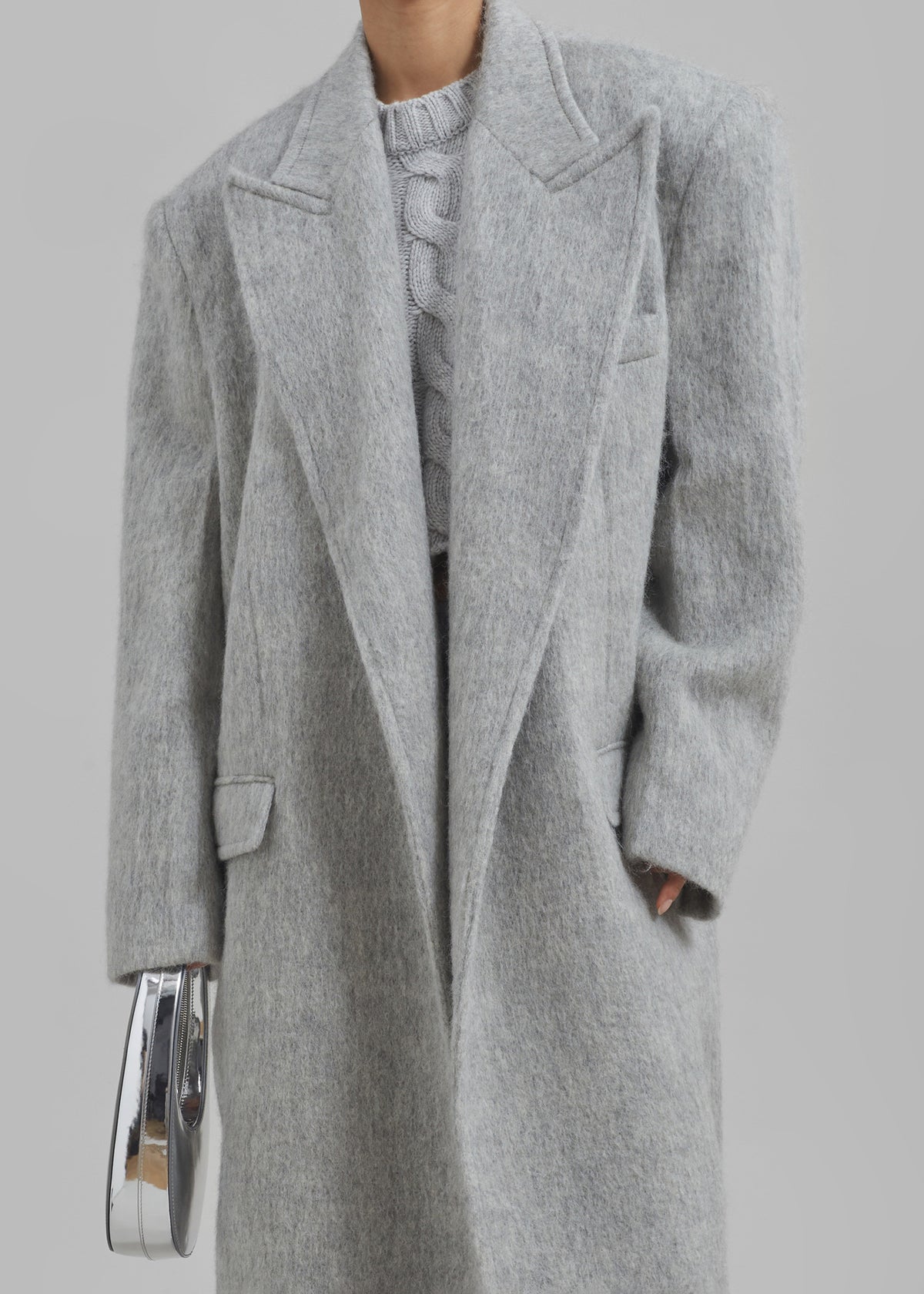 John Oversized Coat - Light Grey - 9