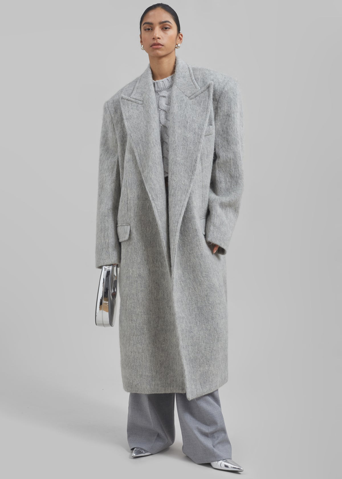 John Oversized Coat - Light Grey - 10