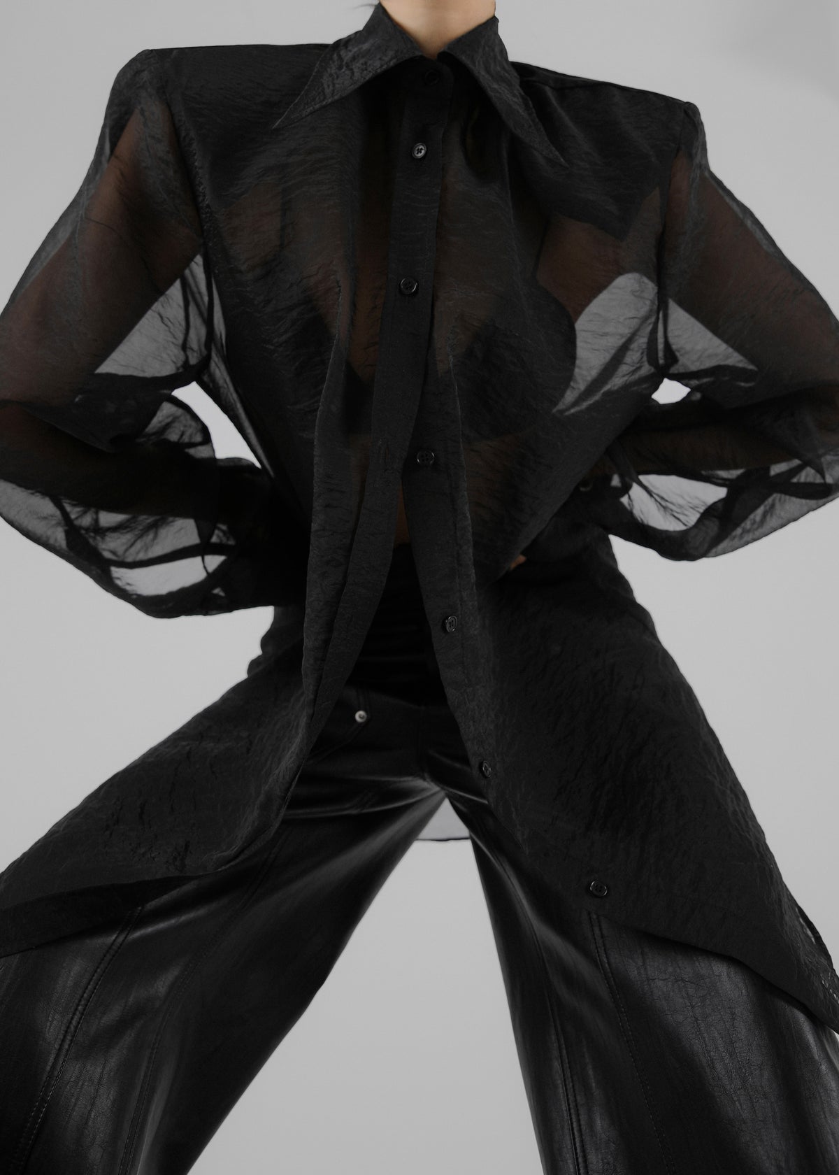 semi sheer shirt dress Layered Sheer Shirt Dress White Minimal Edge SimpleModerne