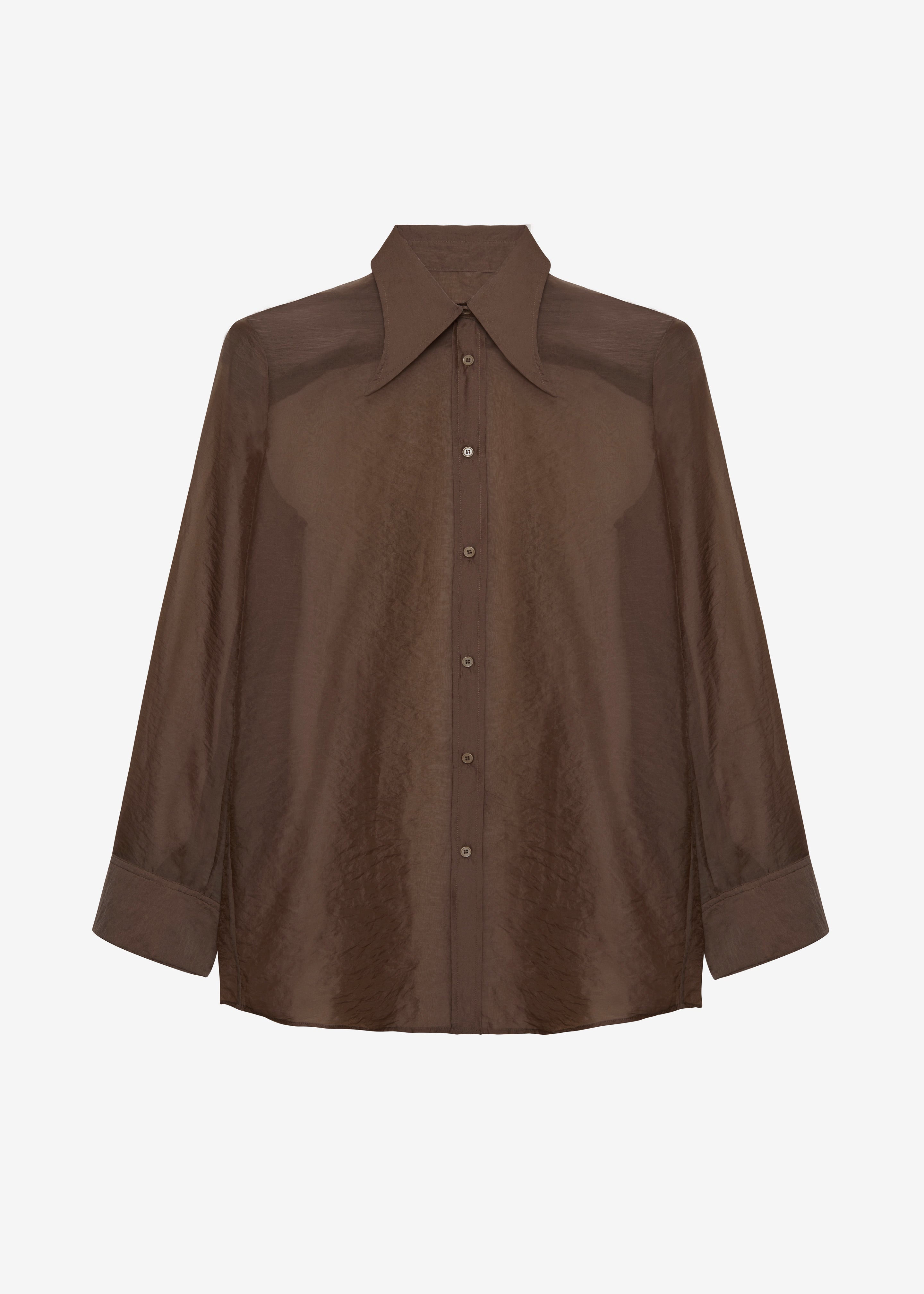 Jolene Semi Sheer Shirt - Brown - 11