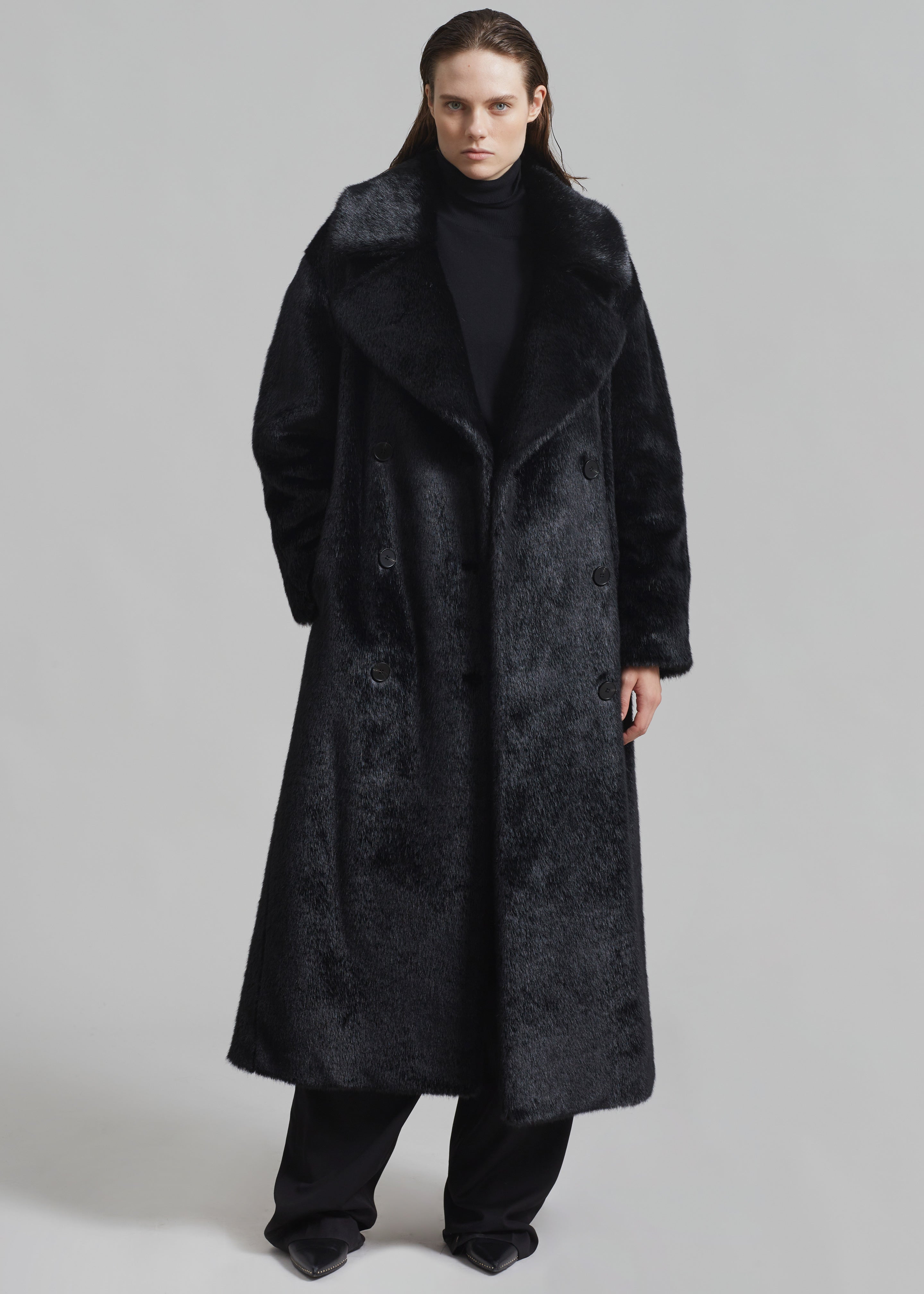 Joni Faux Fur Coat - Black - 3